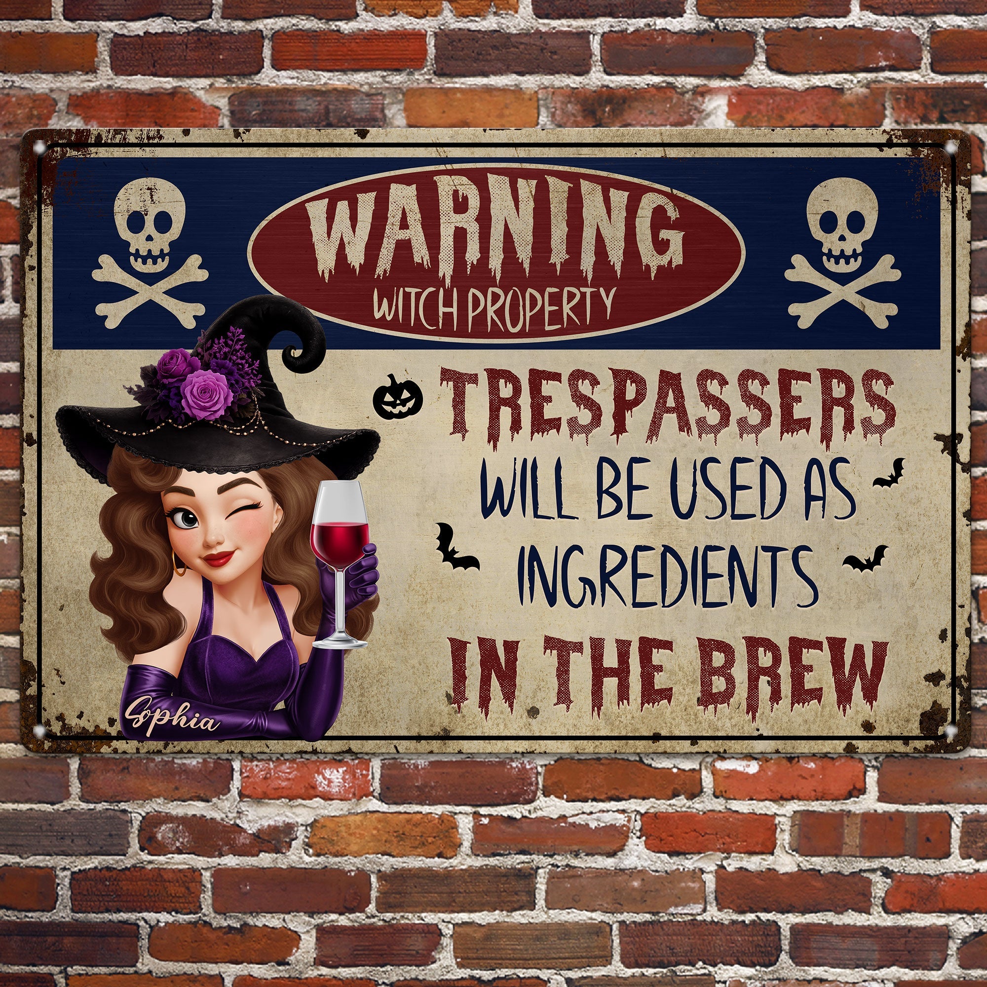 Witch Warning Trespassers Will Be Used As Ingredients - Personalized Metal Sign