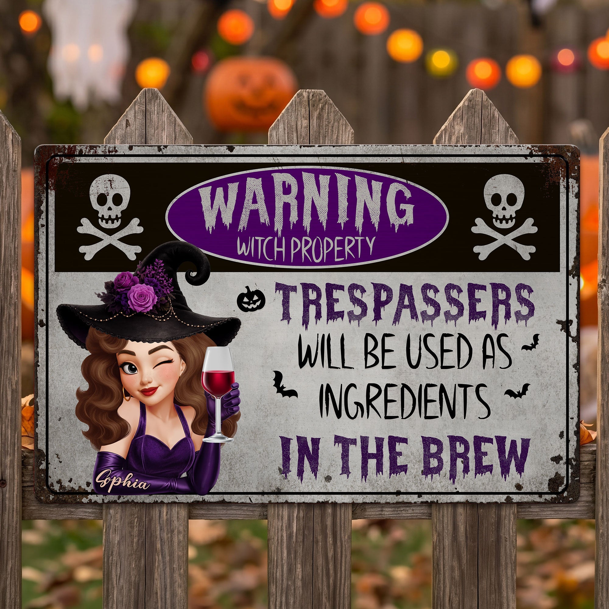 Witch Warning Trespassers Will Be Used As Ingredients - Personalized Metal Sign