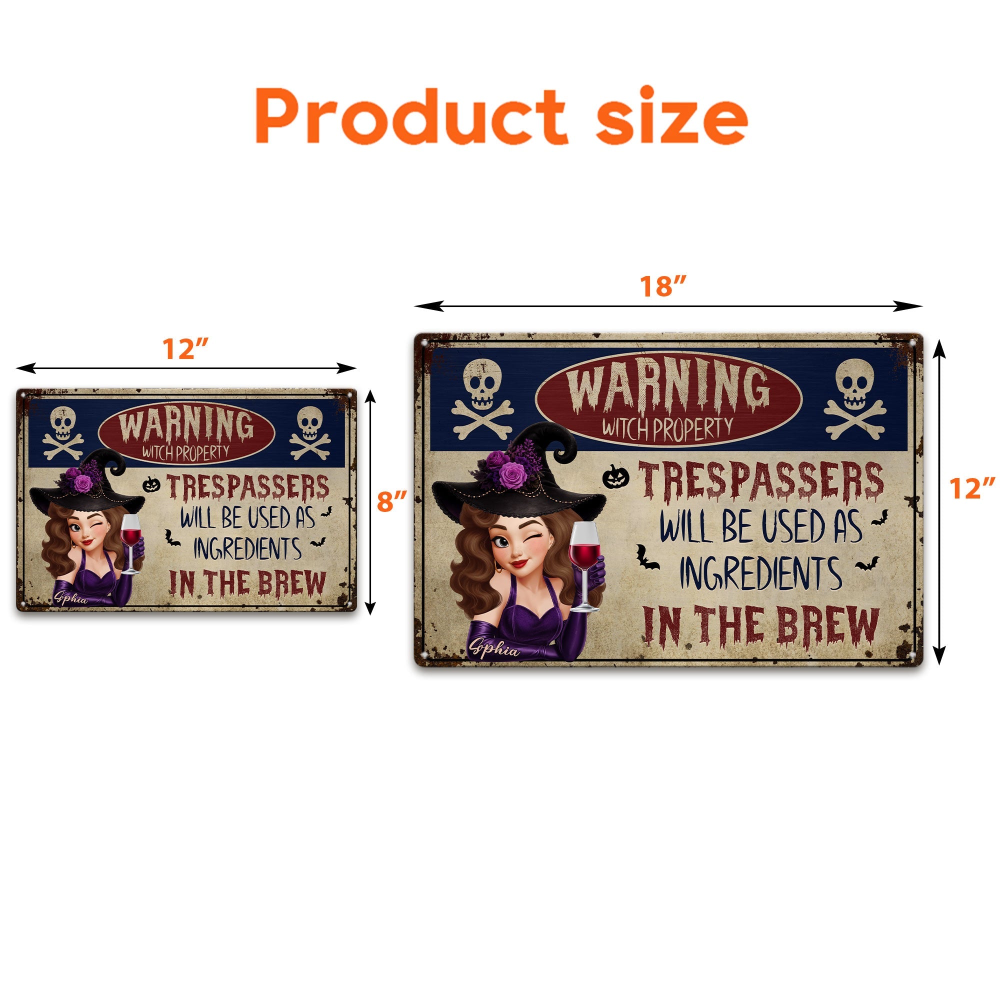 Witch Warning Trespassers Will Be Used As Ingredients - Personalized Metal Sign