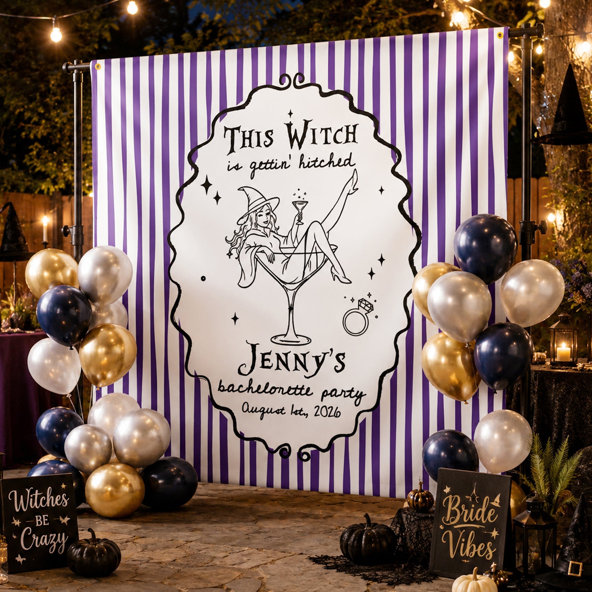 Witches Bachelorette Party - Personalized Backdrop