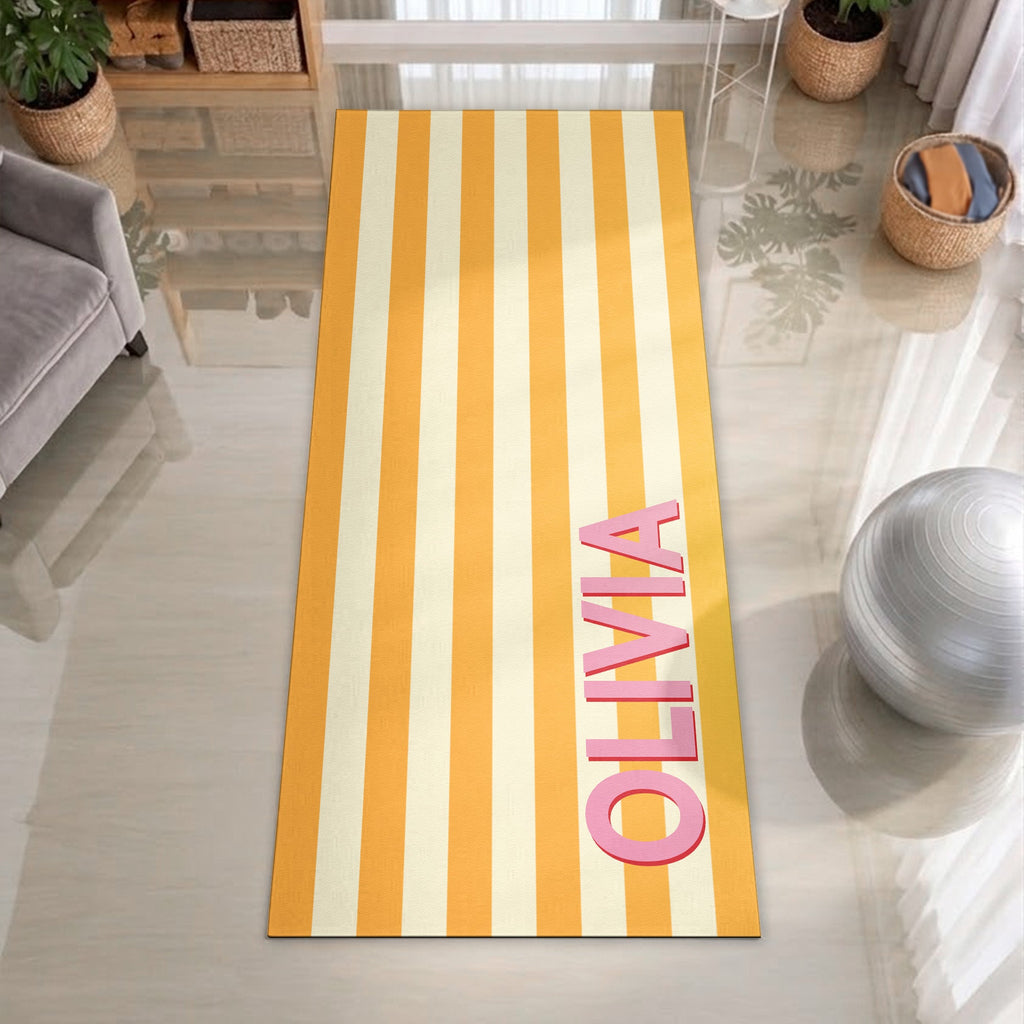 Word Shadow With Stripe Pattern Self Gift - Personalized Yoga Mat