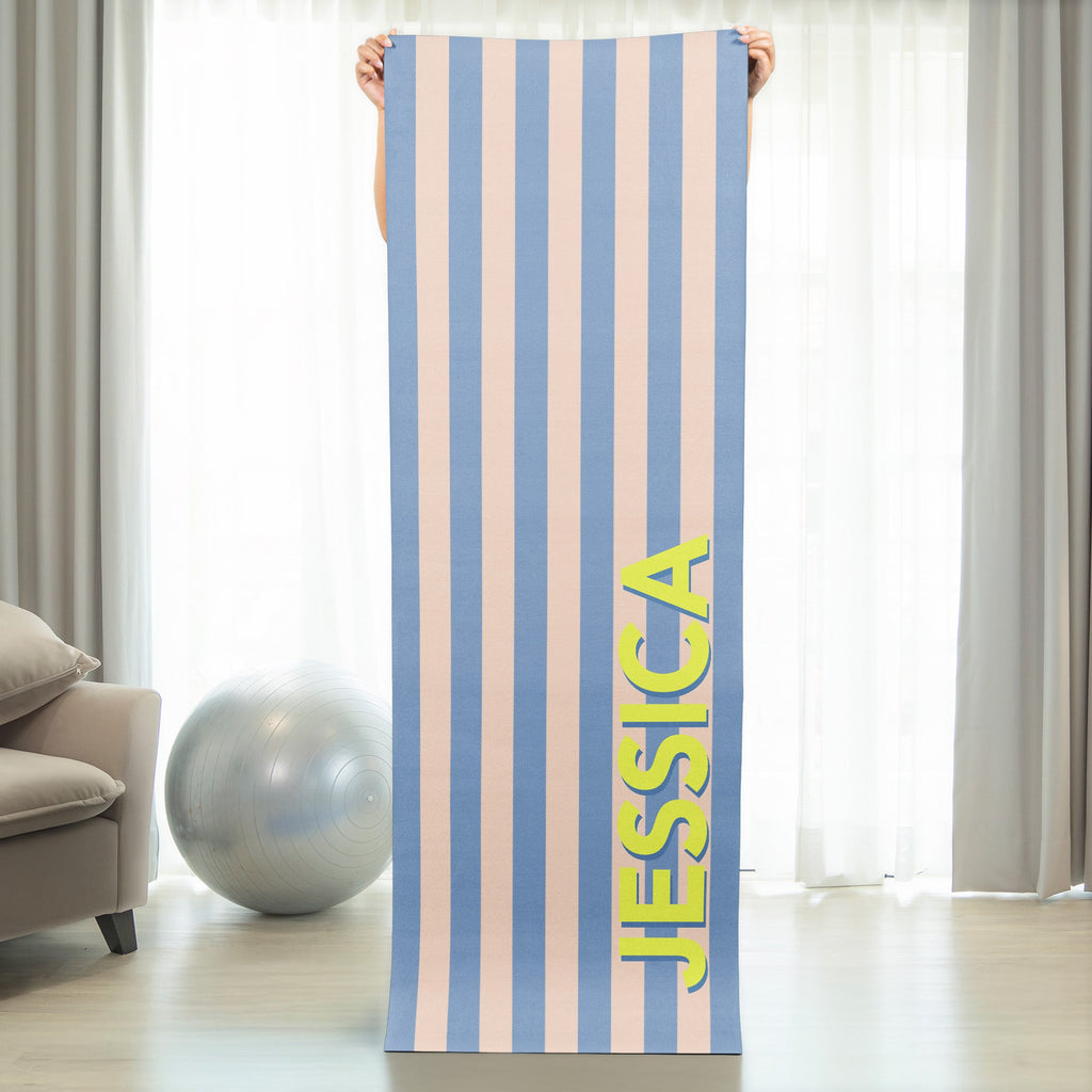 Word Shadow With Stripe Pattern Self Gift - Personalized Yoga Mat