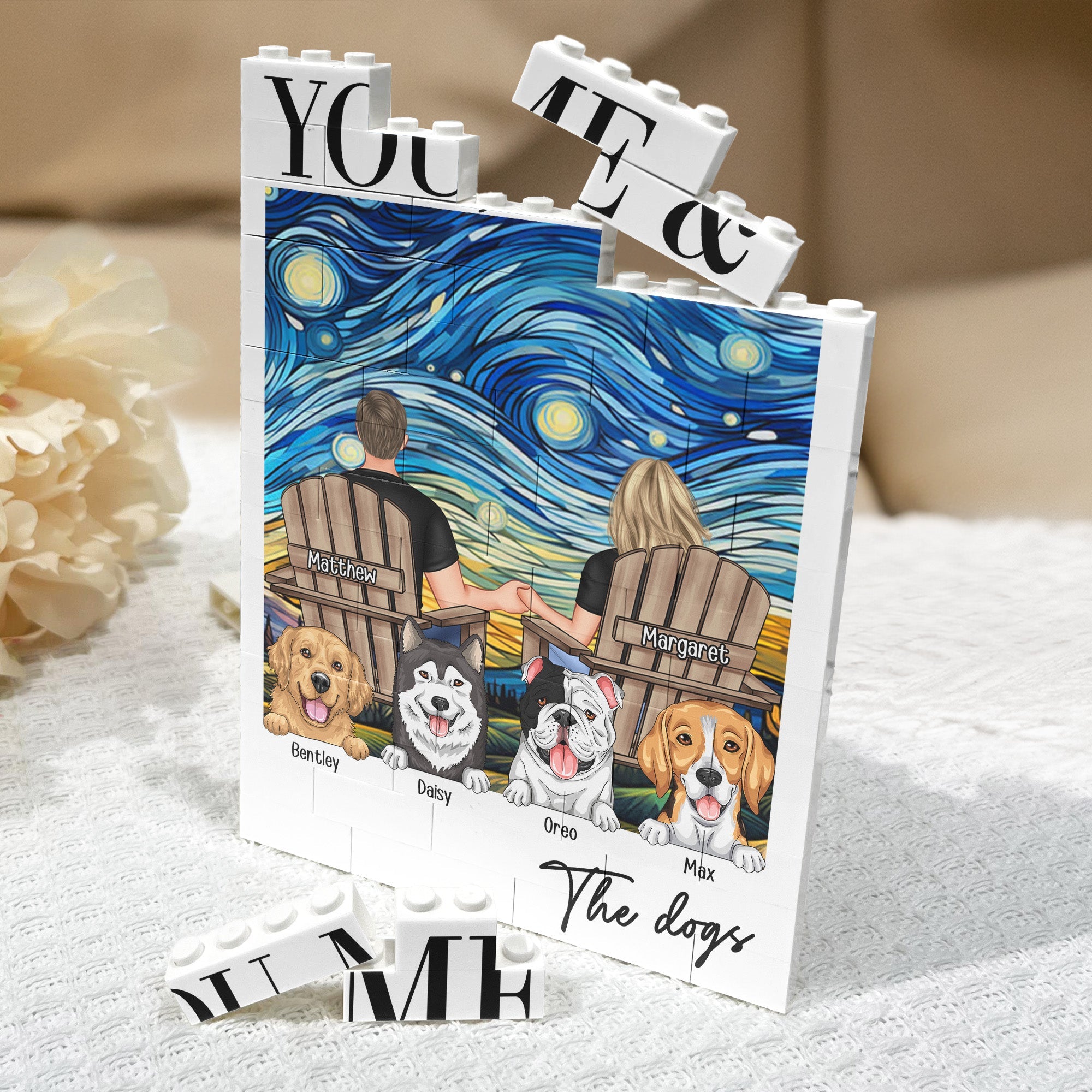 You Me And The Dogs Anniversary Gift For Him Her - Personalized Building Blocks