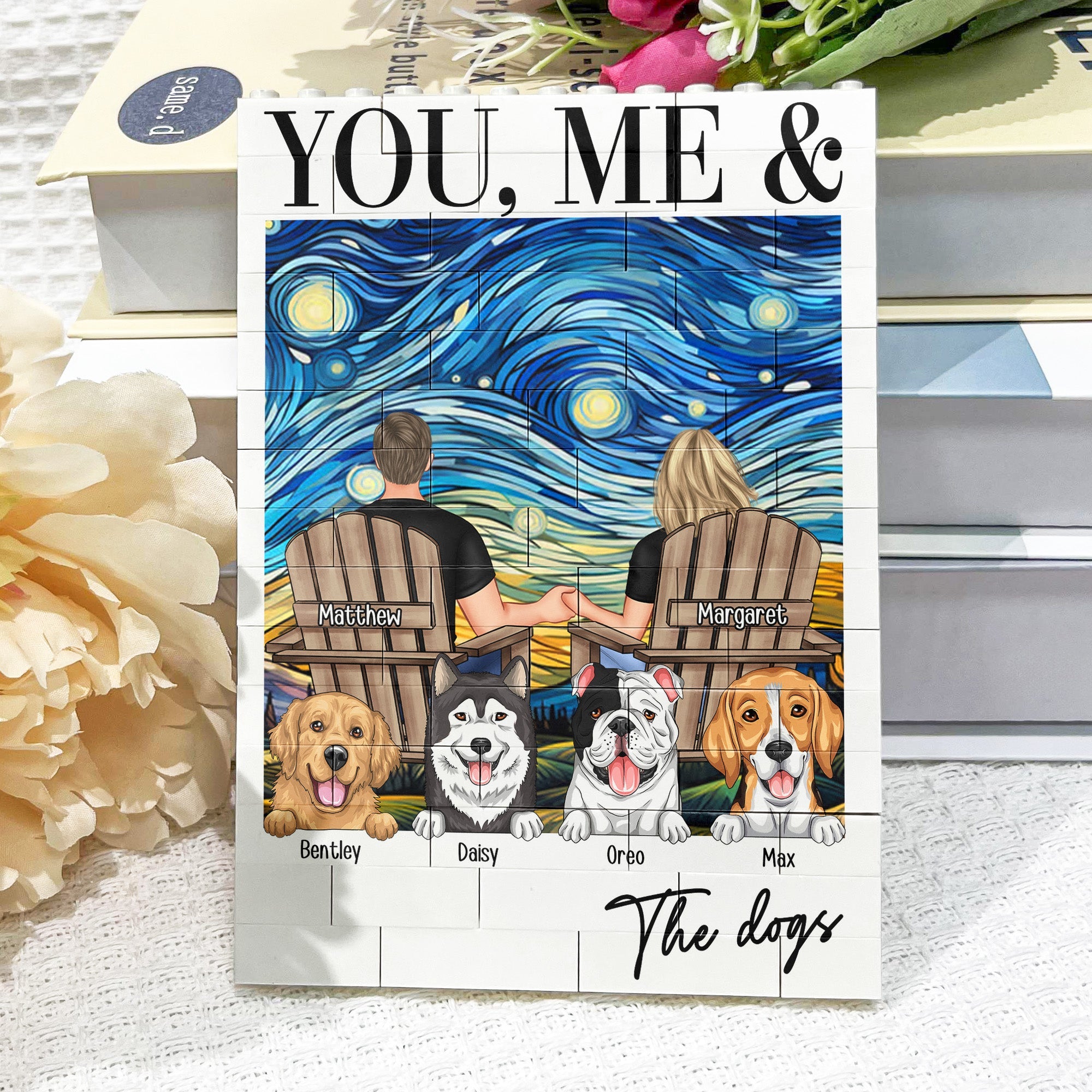 You Me And The Dogs Anniversary Gift For Him Her - Personalized Building Blocks