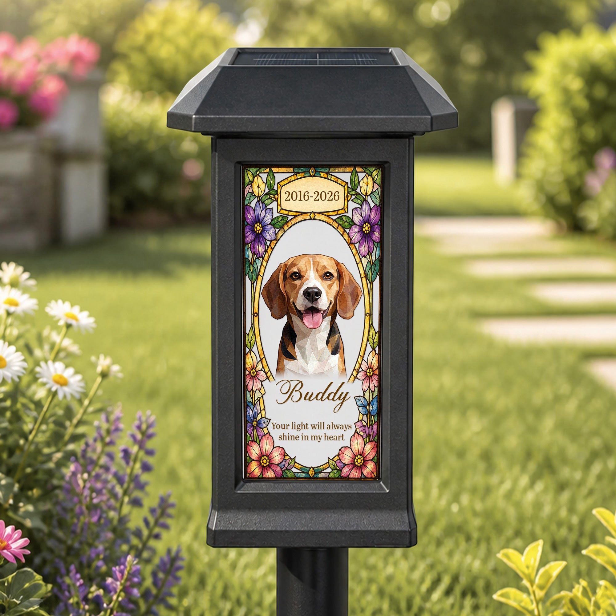 Your Light Will Always Shine In My Heart Loss Of Pet - Personalized Solar Garden Light