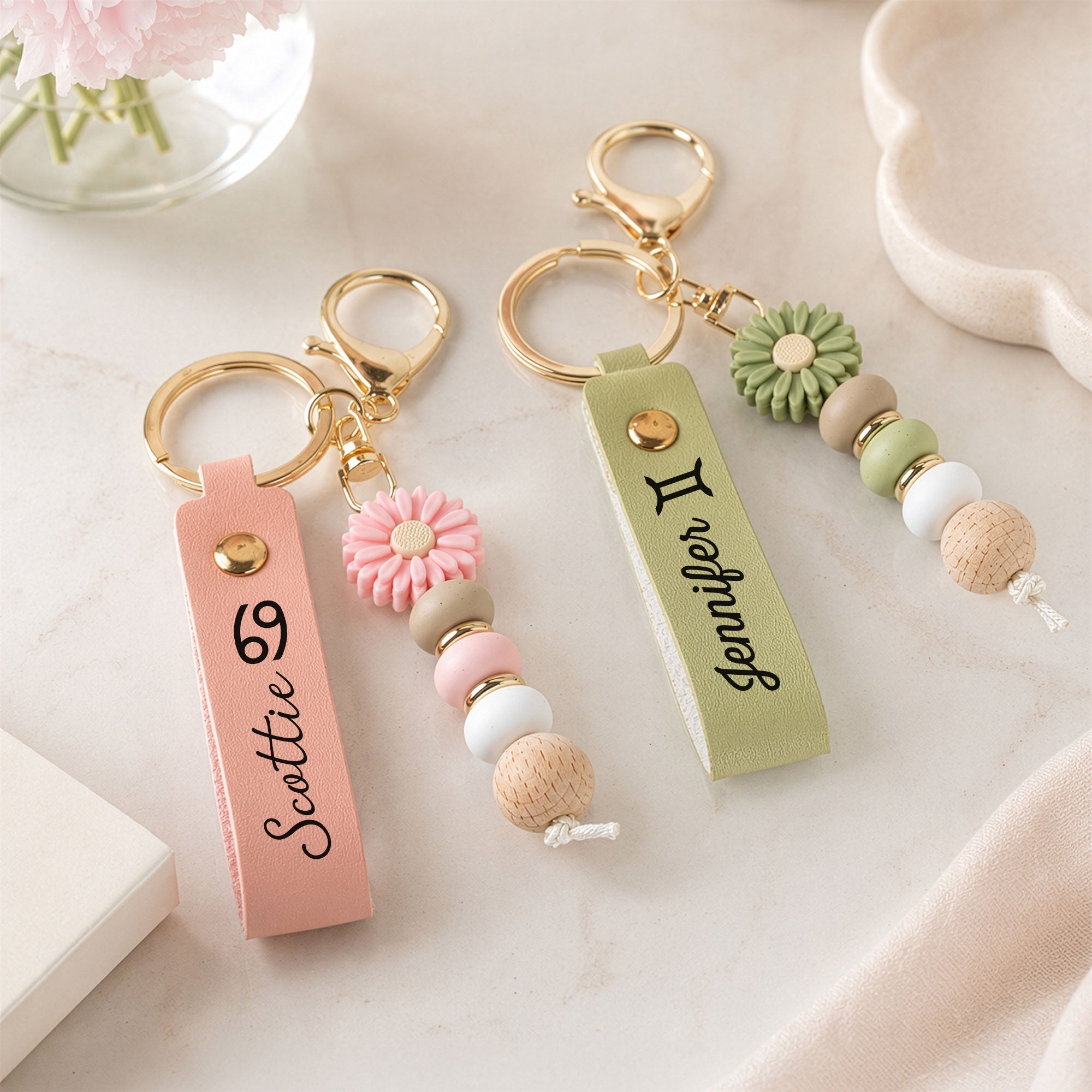 Zodiac Signs With Name Gifts For Her, BFF, Sisters, Coworkers - Personalized Keychain