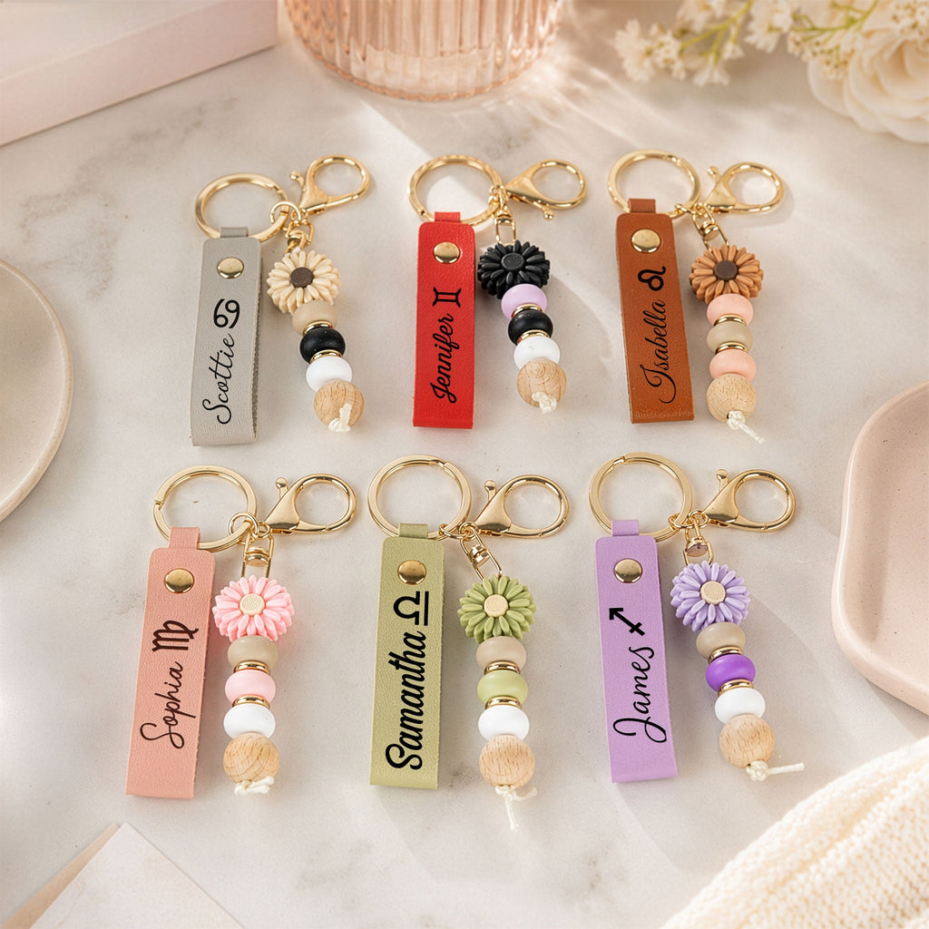 Zodiac Signs With Name Gifts For Her, BFF, Sisters, Coworkers - Personalized Keychain