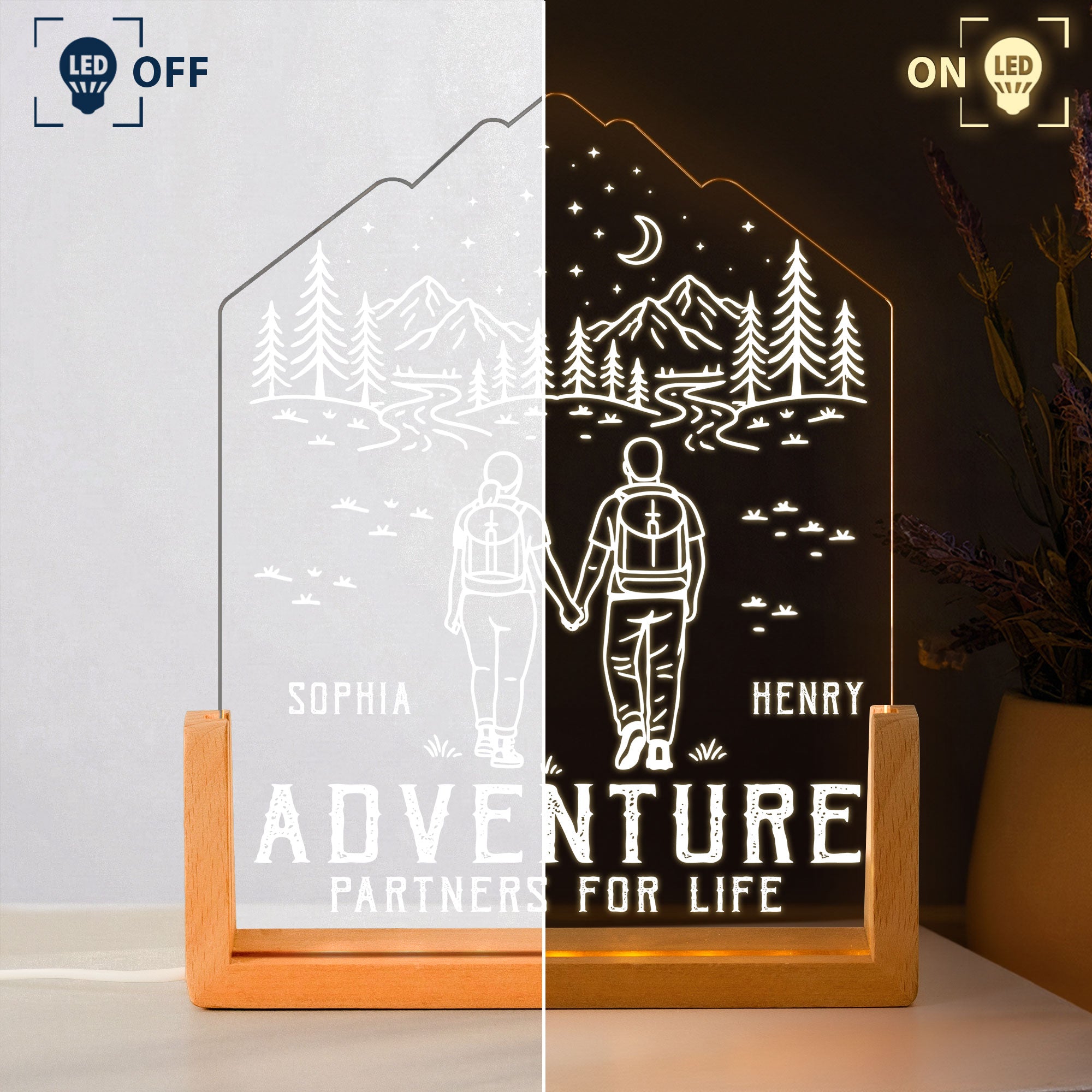 Adventure Partners For Life Couple Gifts - Personalized Night Light