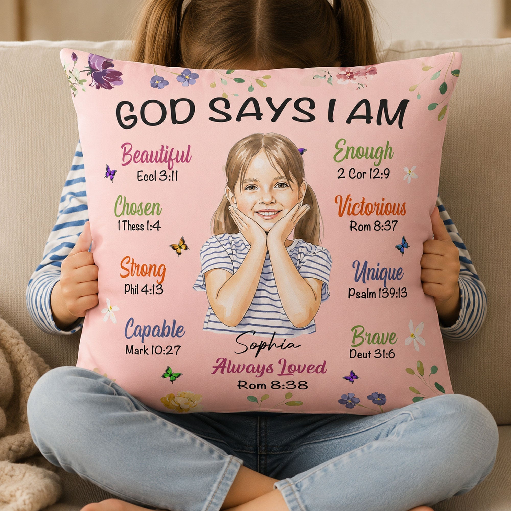 Birth Flower God Says I Am Gift For Kid Daughter Wife Friend - Personalized Pillow
