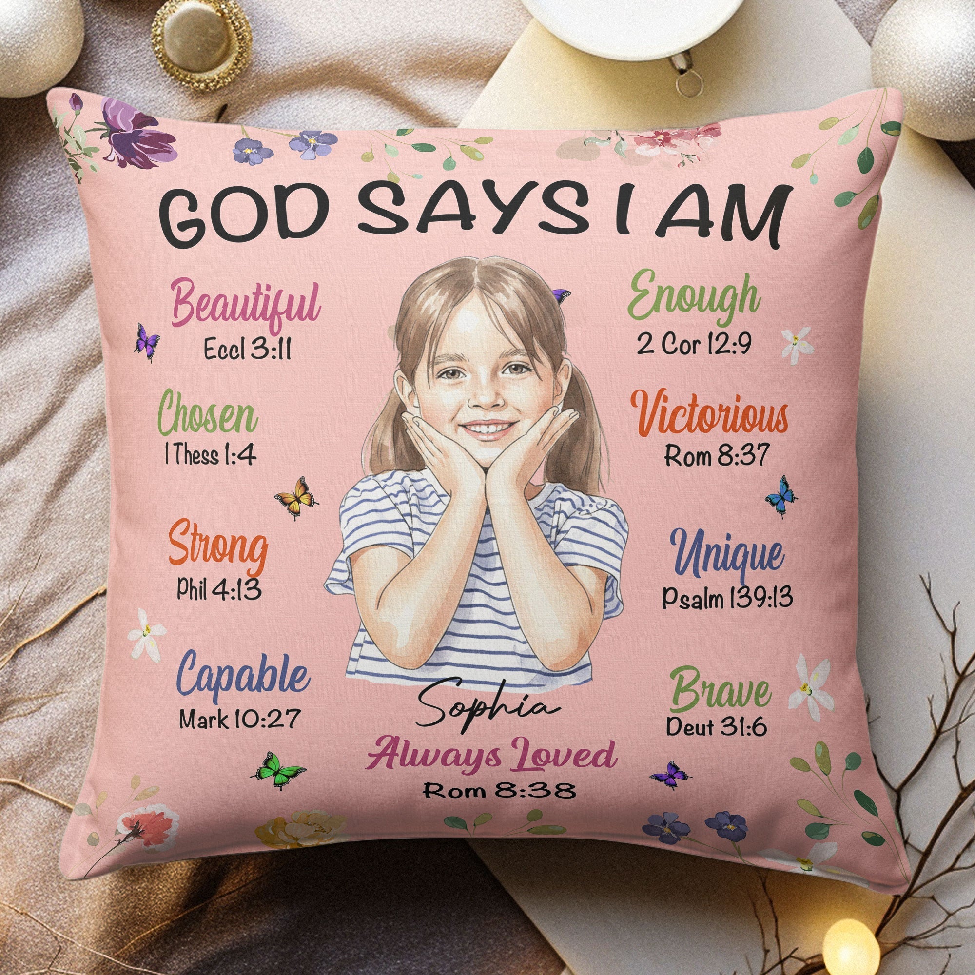Birth Flower God Says I Am Gift For Kid Daughter Wife Friend - Personalized Pillow