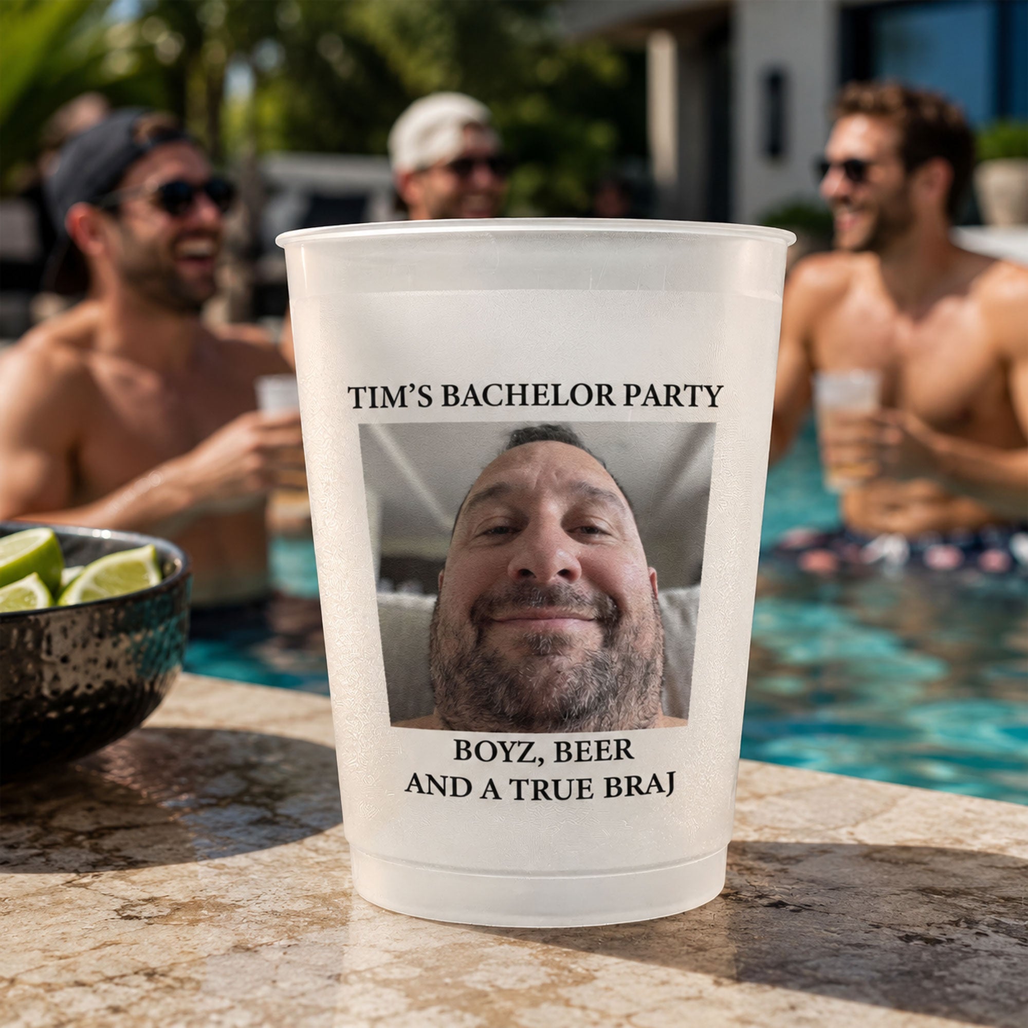 Boyz, Beer And A True Braj - Bachelor Party Favors With Funny Troll Photo Groom - Personalized Cups