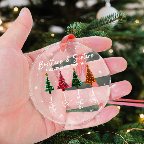 Brothers & Sisters Forever Linked Together Glass Ornament, Custom Family Christmas Gift - Personalized Ornament