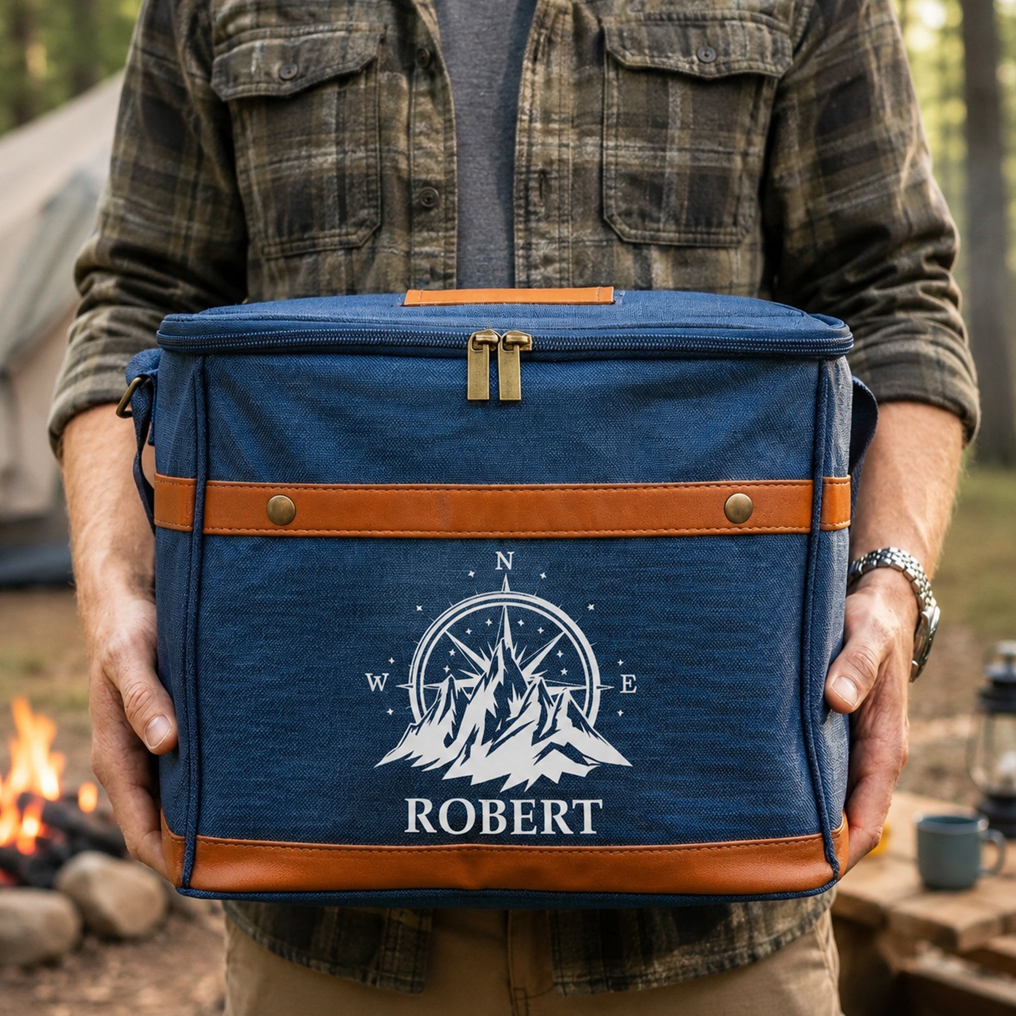 Camping, Forest, Mountain Custom Name, Monogram - Personalized Cooler Bag