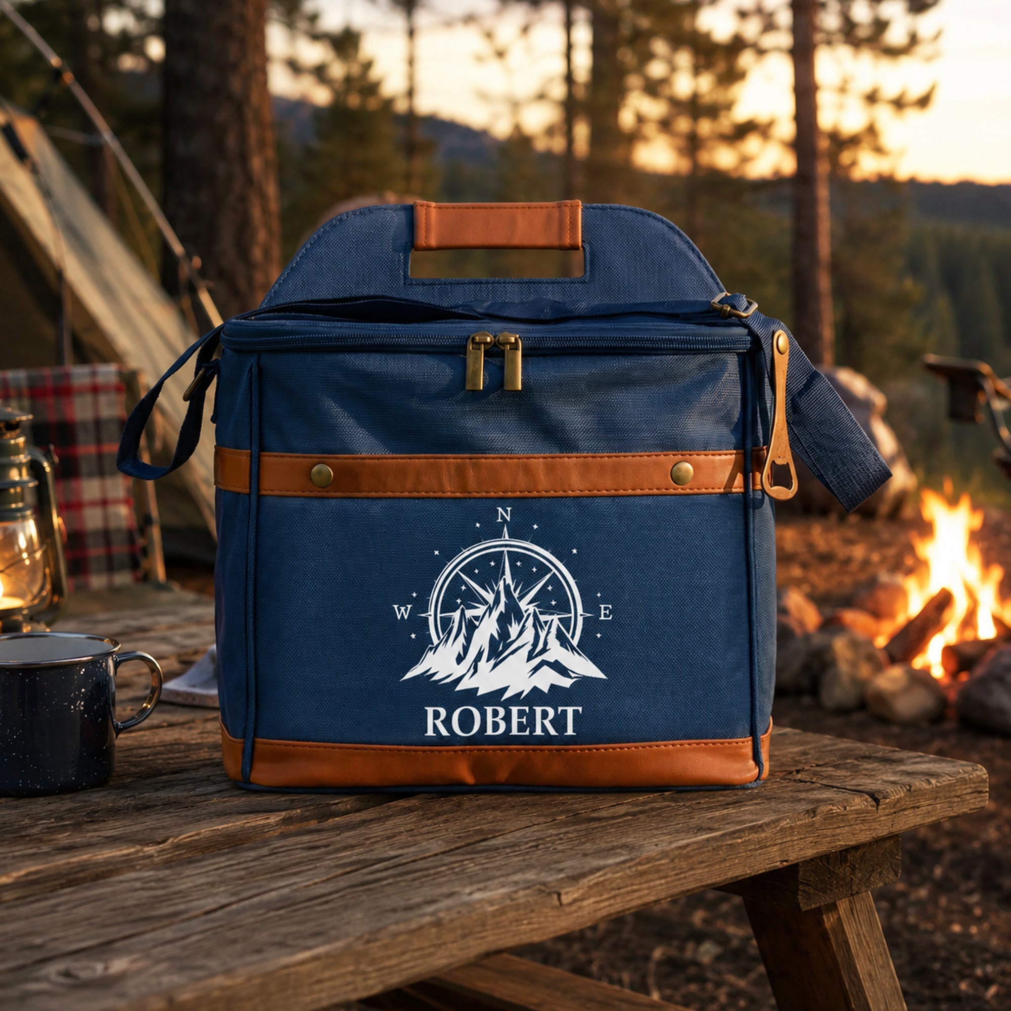 Camping, Forest, Mountain Custom Name, Monogram - Personalized Cooler Bag