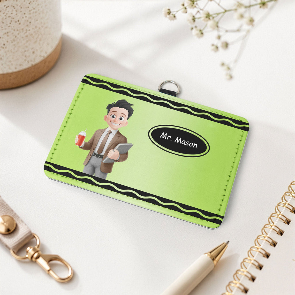 Cartoon Character Teacher Id Card - Personalized Badge Holder