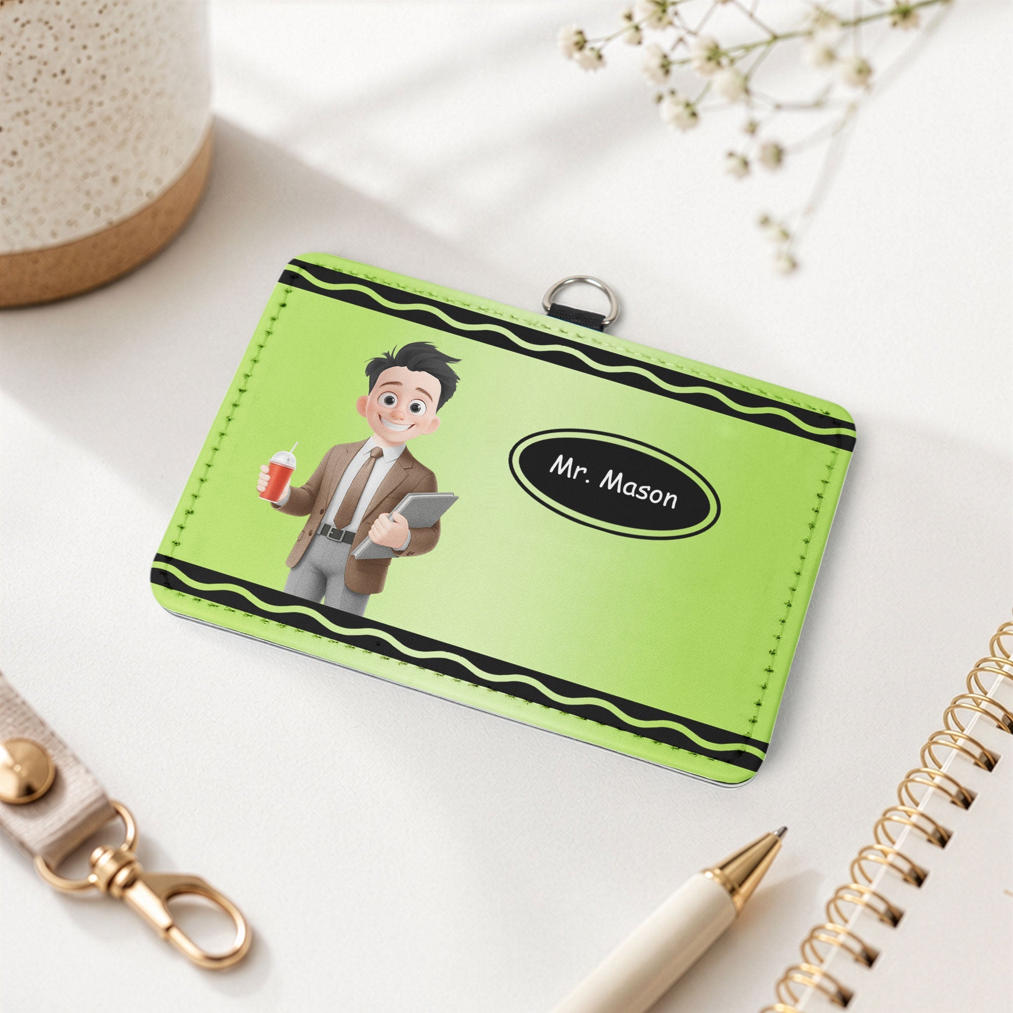 Cartoon Character Teacher Id Card - Personalized Badge Holder