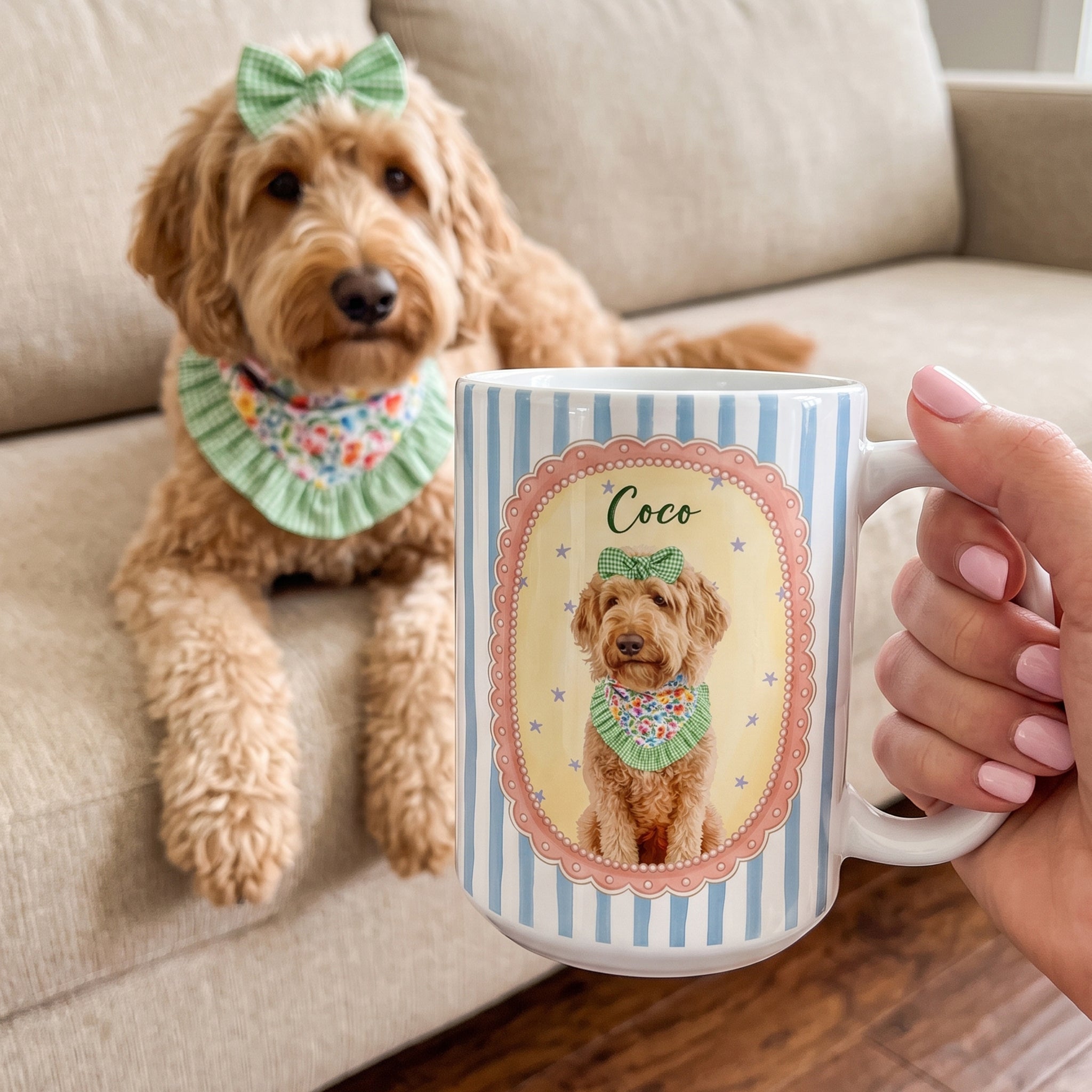 Cartoon Your Pet - Gifts For Dog Mom, Cat Mom - Cottage Vintage Style - Personalized Mug