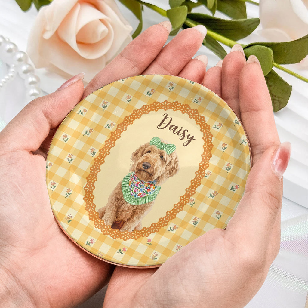 Cartoon Your Pet Photo - Vintage Frame For Dog Mom, Dog Lovers - Personalized Jewelry Dish
