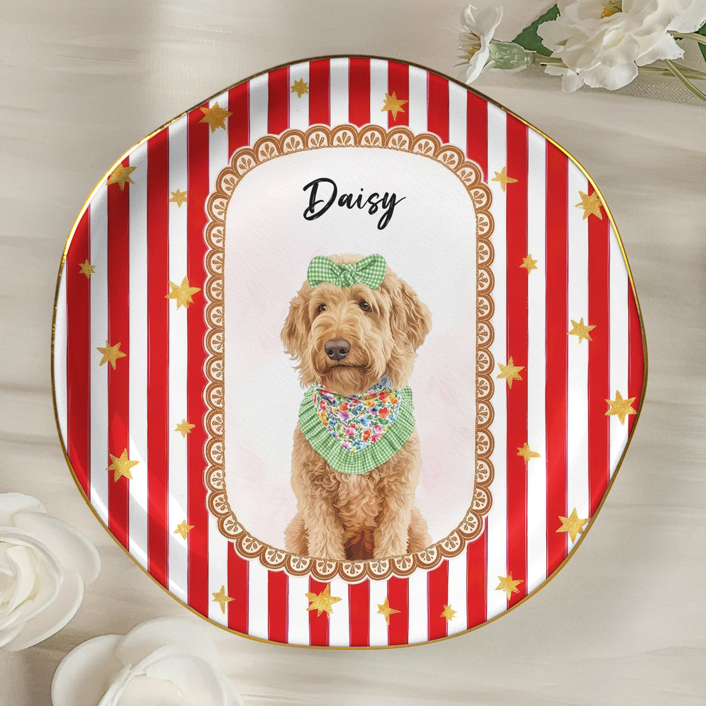 Cartoon Your Pet Photo - Vintage Frame For Dog Mom, Dog Lovers - Personalized Jewelry Dish