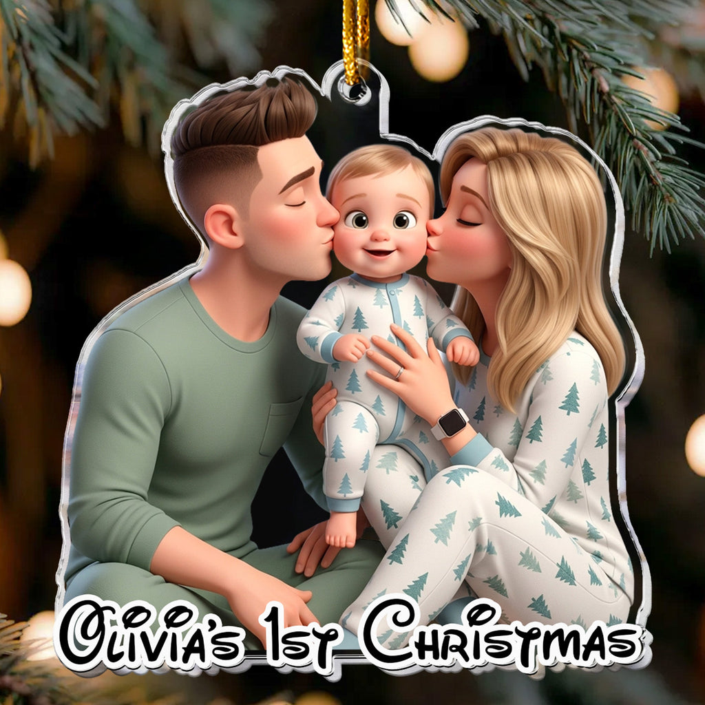 Cartoon Your Photo - Newborn Baby's First Christmas - Personalized Ornament
