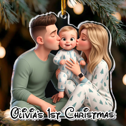 Cartoon Your Photo - Newborn Baby's First Christmas - Personalized Ornament