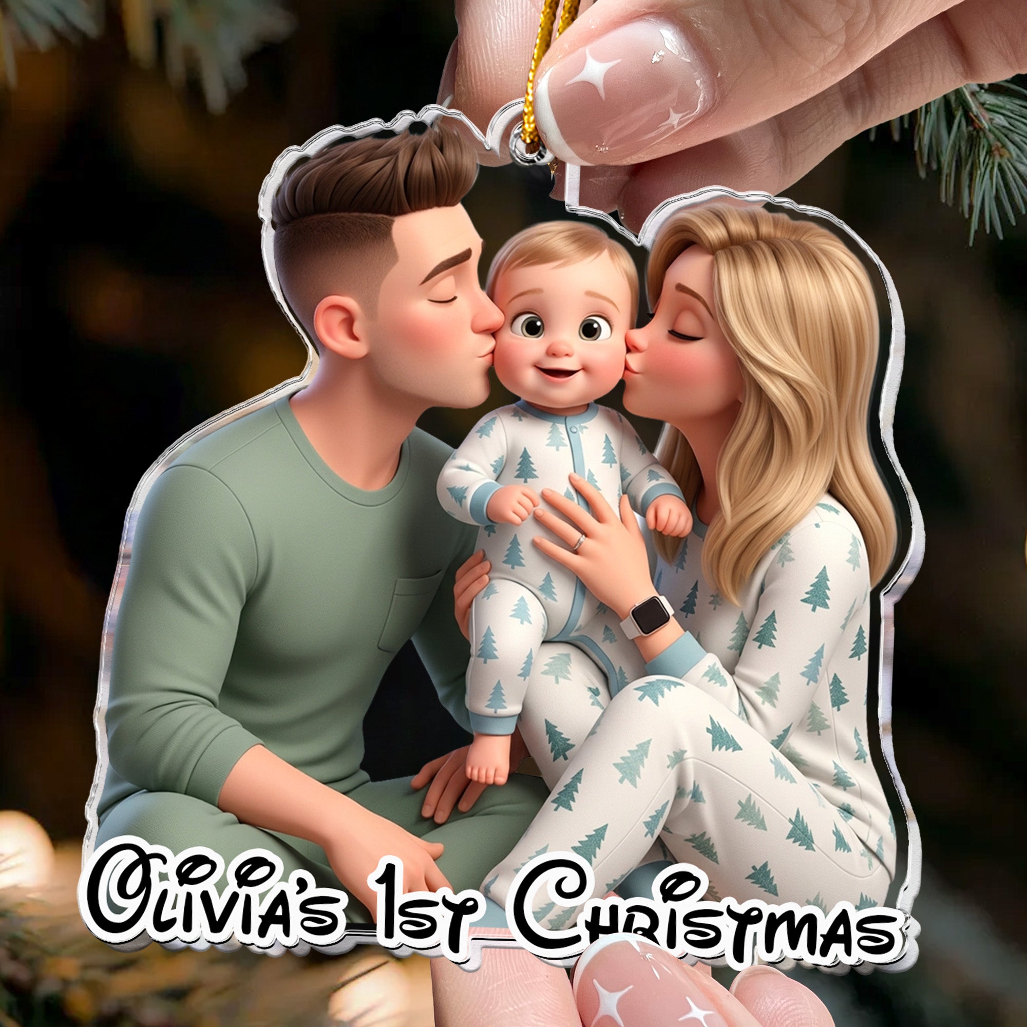 Cartoon Your Photo - Newborn Baby's First Christmas - Personalized Ornament