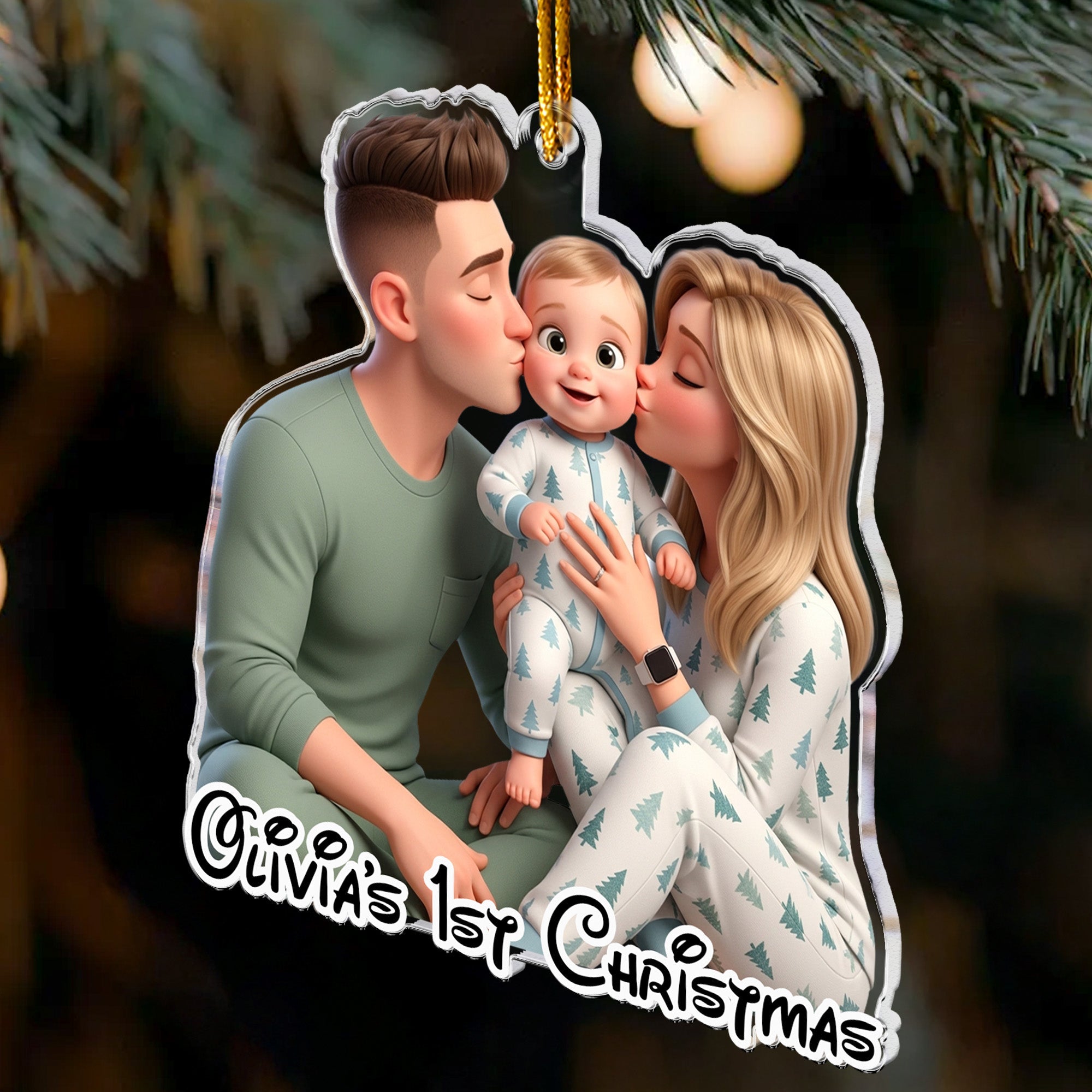 Cartoon Your Photo - Newborn Baby's First Christmas - Personalized Ornament