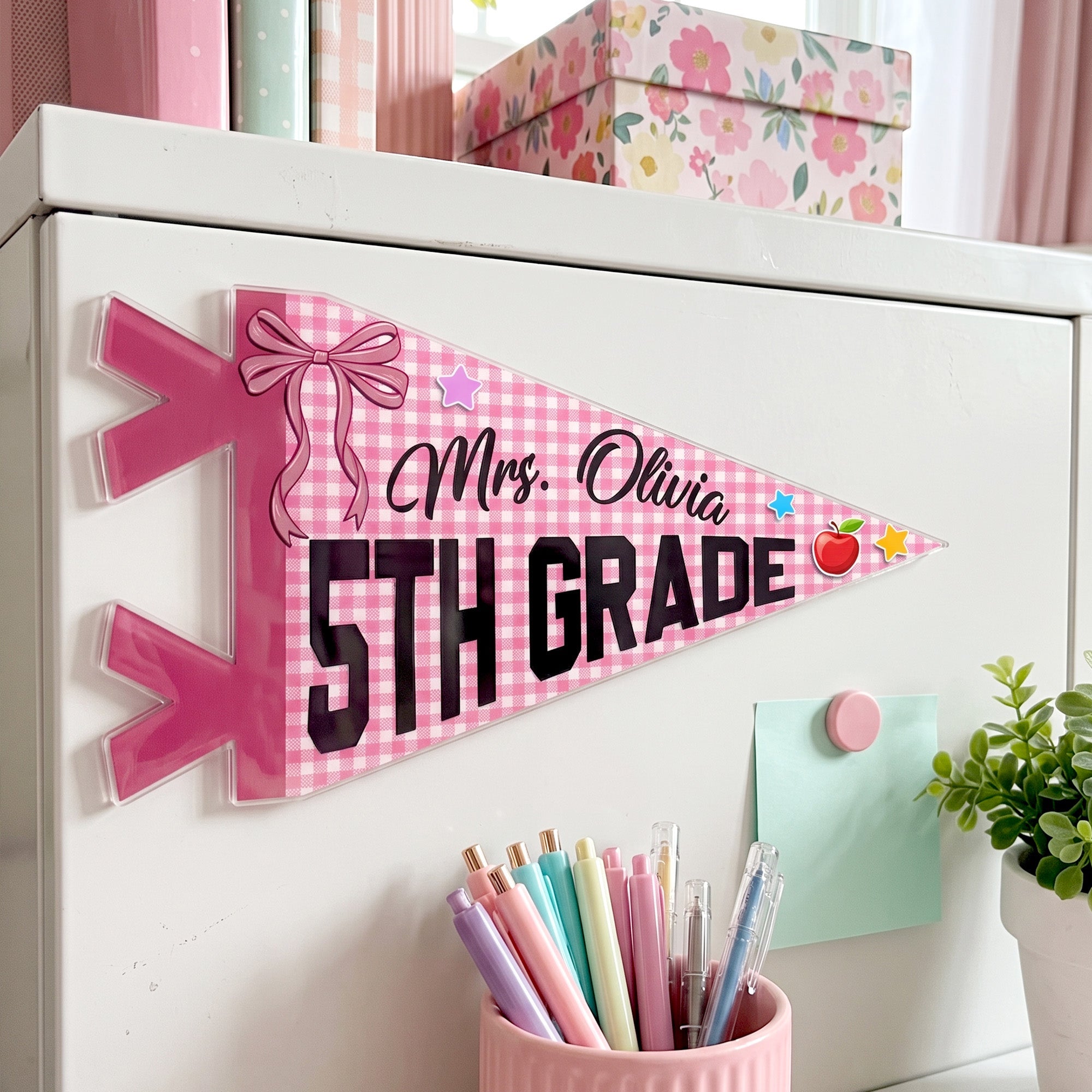 Colors Custom Grade & Name Teacher - Personalized Magnet