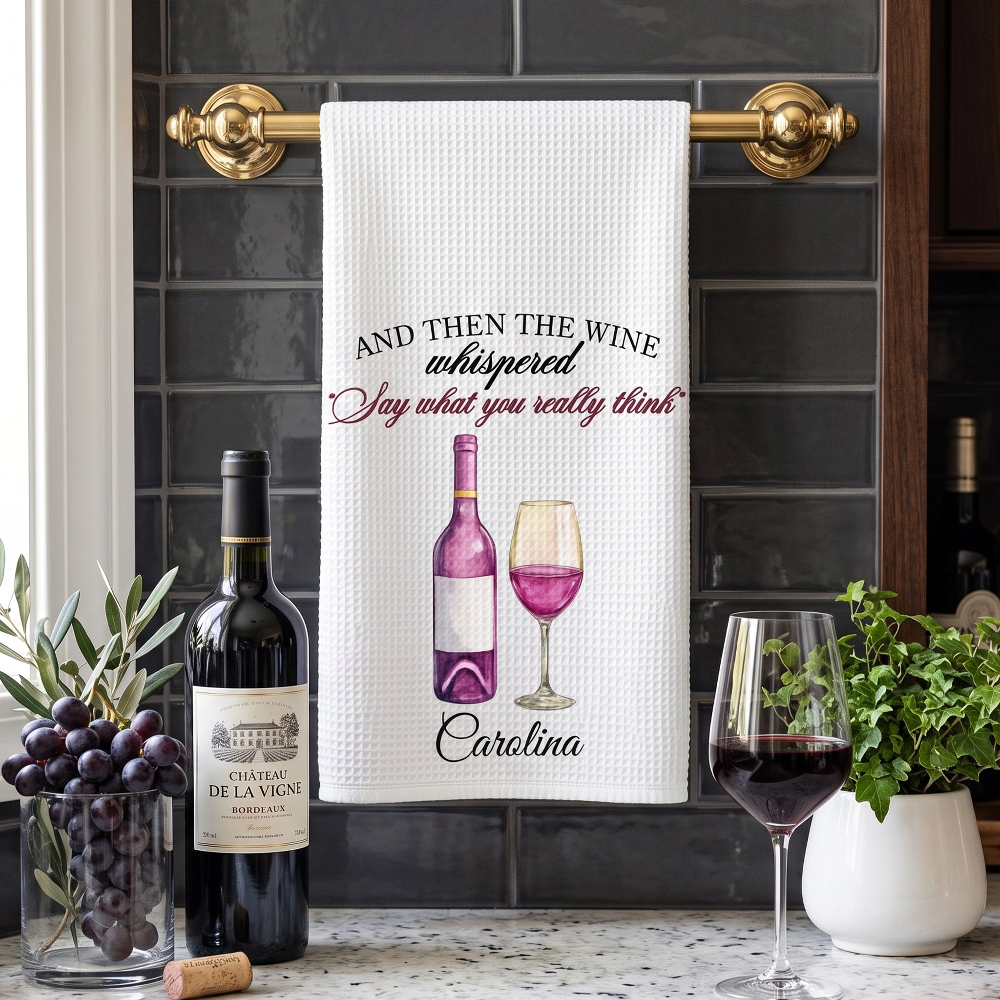 Corks Are For Quitters Gift For Wine Lover, Wine Girl - Personalized Kitchen Towel