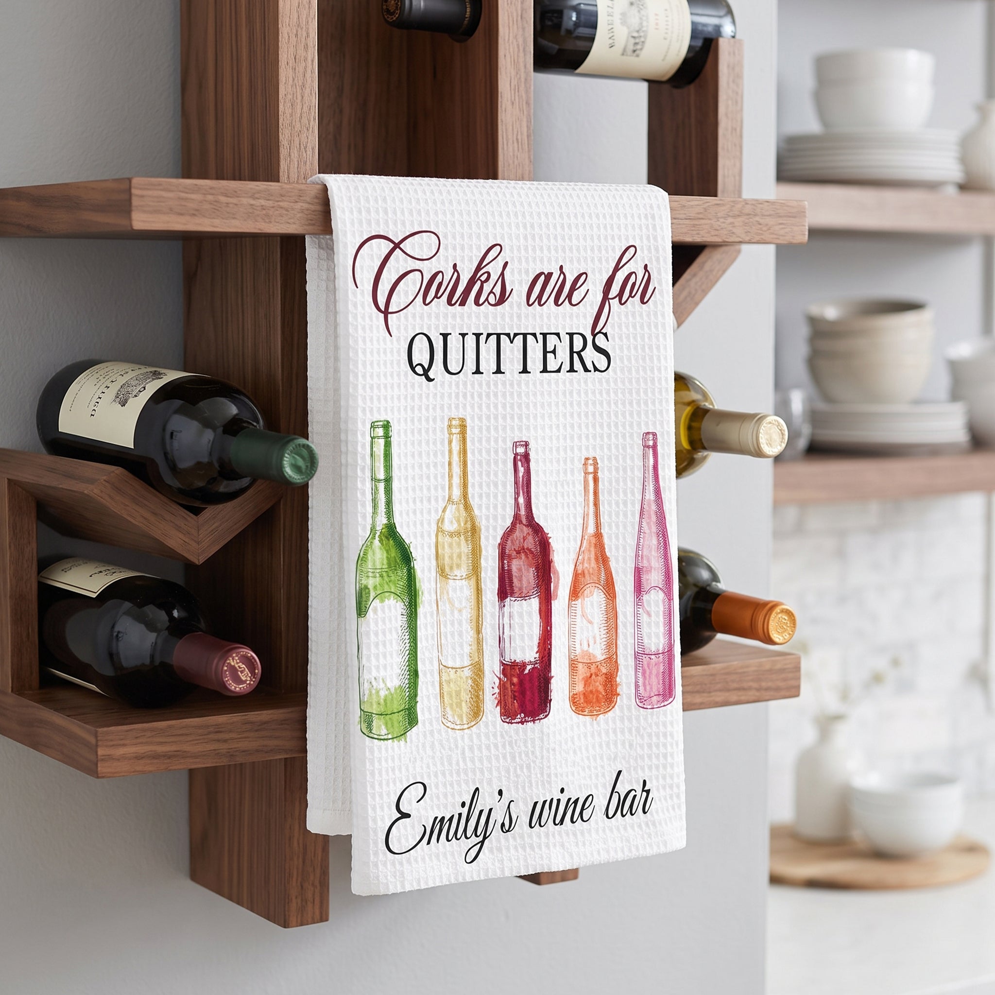 Corks Are For Quitters Gift For Wine Lover, Wine Girl - Personalized Kitchen Towel