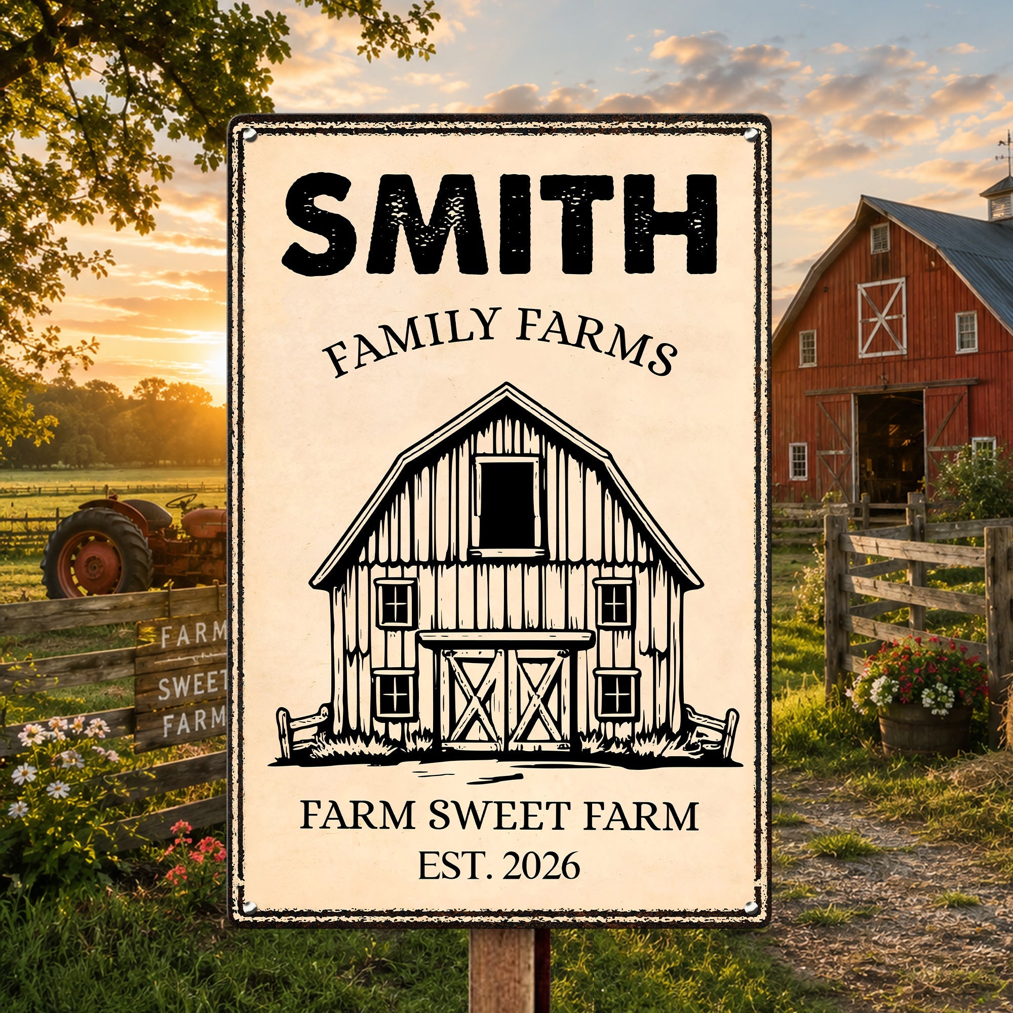 Country Farmhouse, Farm House, Farm Deco - Personalized Metal Sign