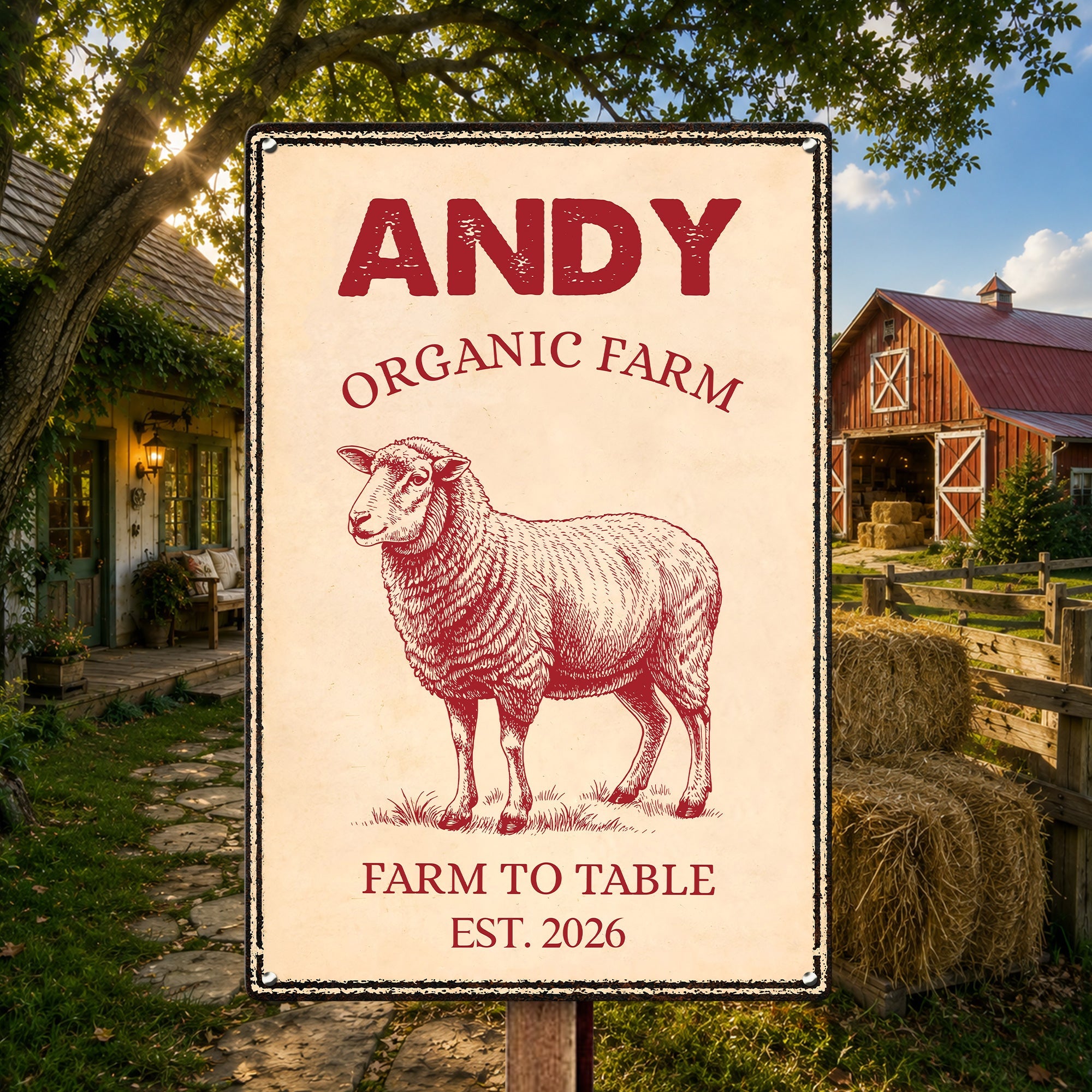 Country Farmhouse, Farm House, Farm Deco - Personalized Metal Sign