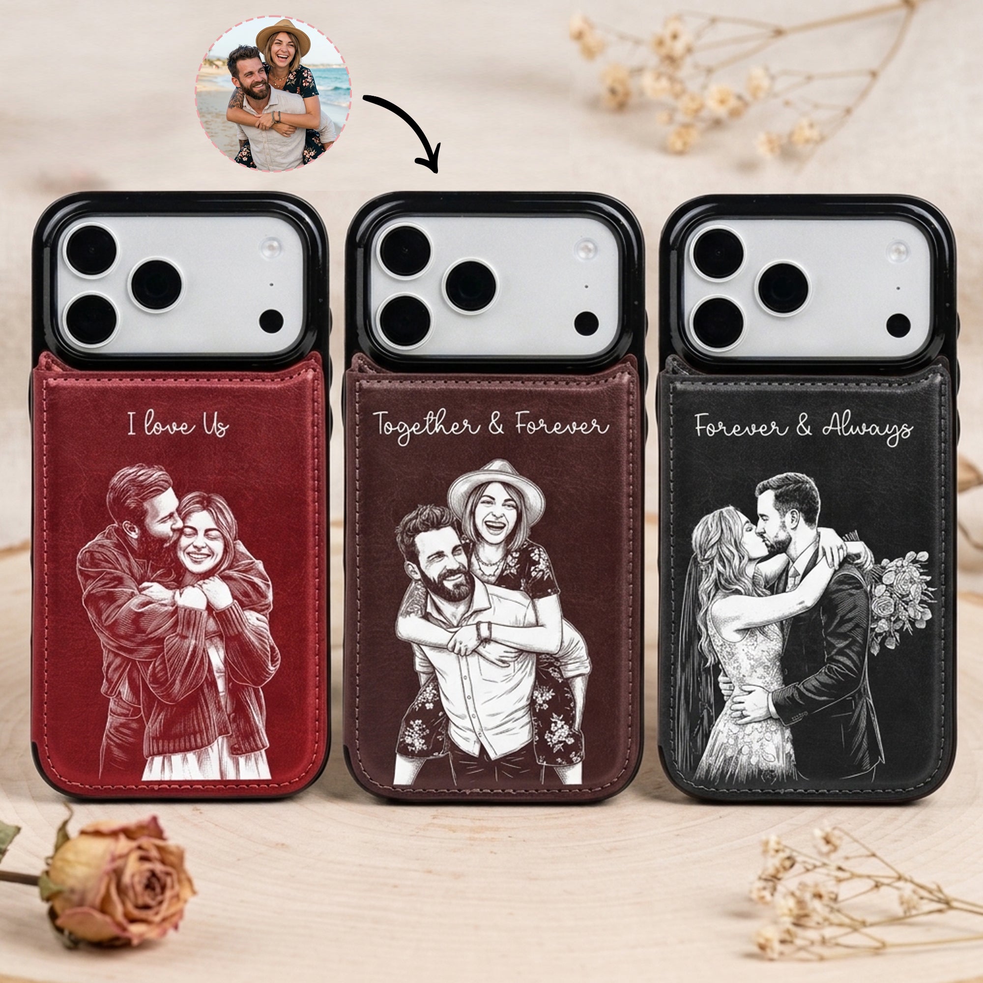 Couple Photo Forever & Always Anniversary Gifts For Her, Him - Personalized Phone Case
