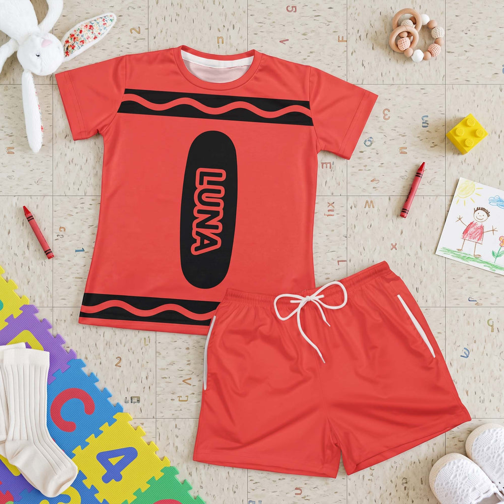 Crayon Style Custom Name Back To School - Personalized Kids Clothing Set