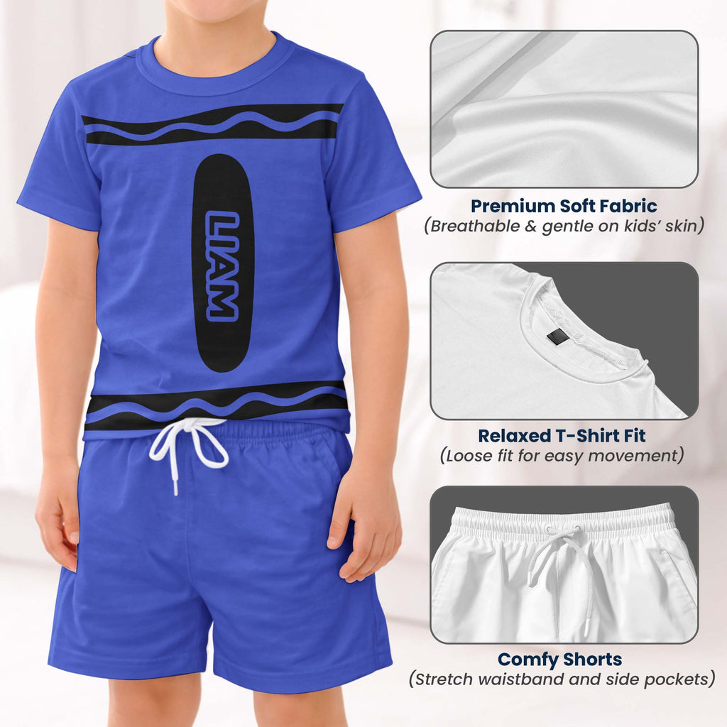 Crayon Style Custom Name Back To School - Personalized Kids Clothing Set