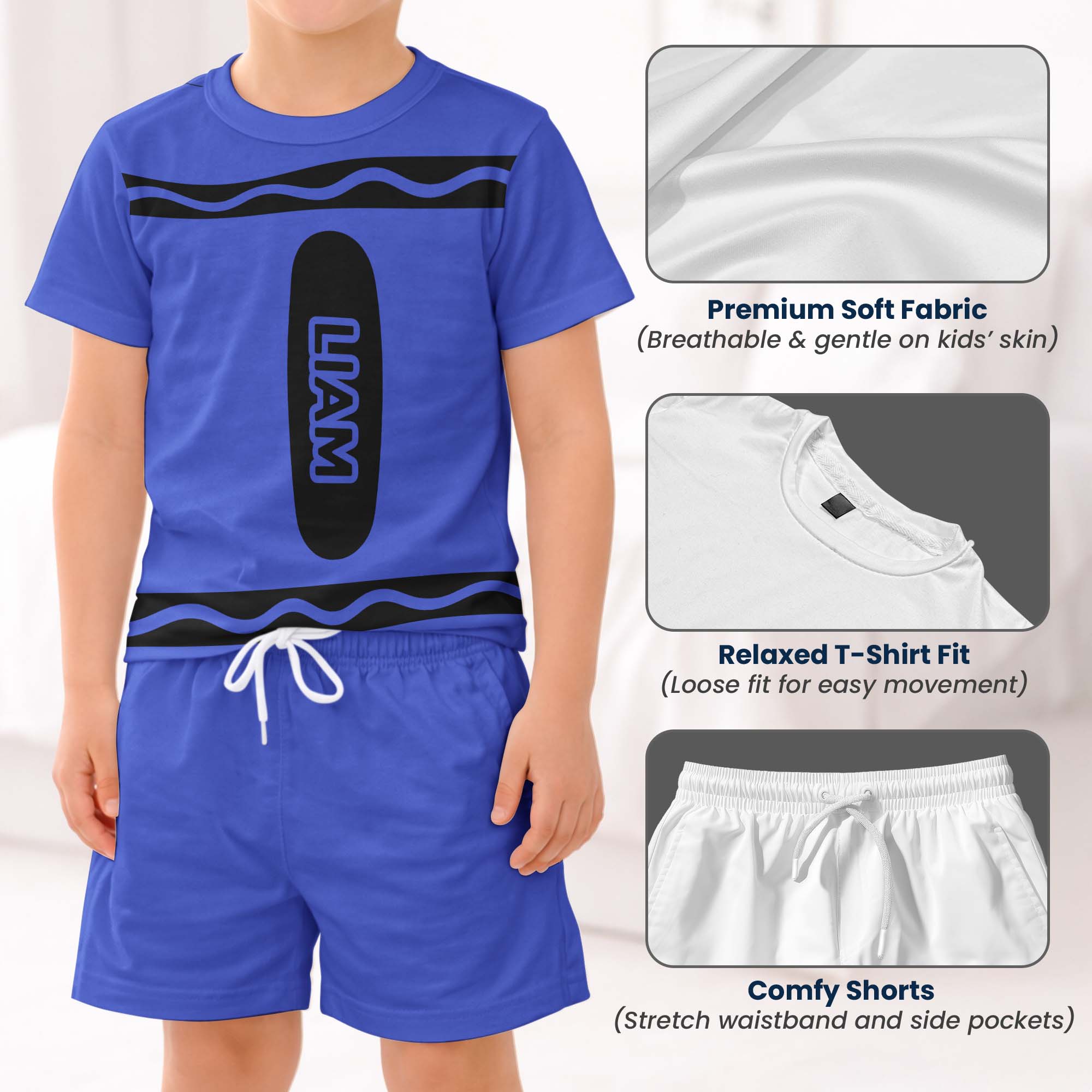 Crayon Style Custom Name Back To School - Personalized Kids Clothing Set