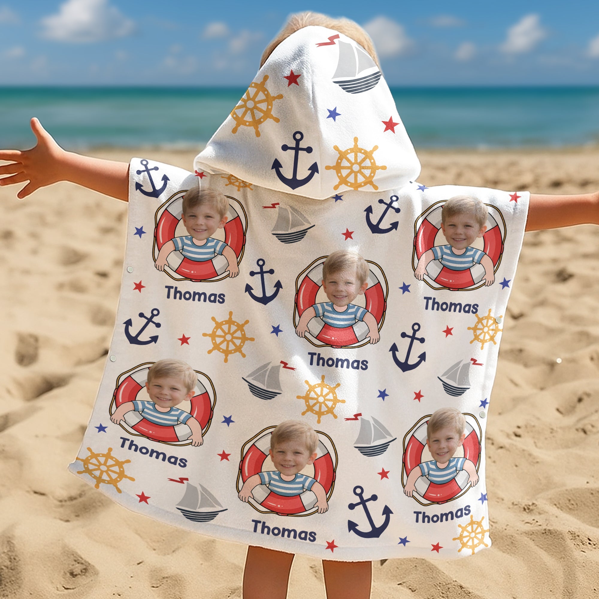 Cruise Kids Custom Name And Photo - Personalized Beach Towel