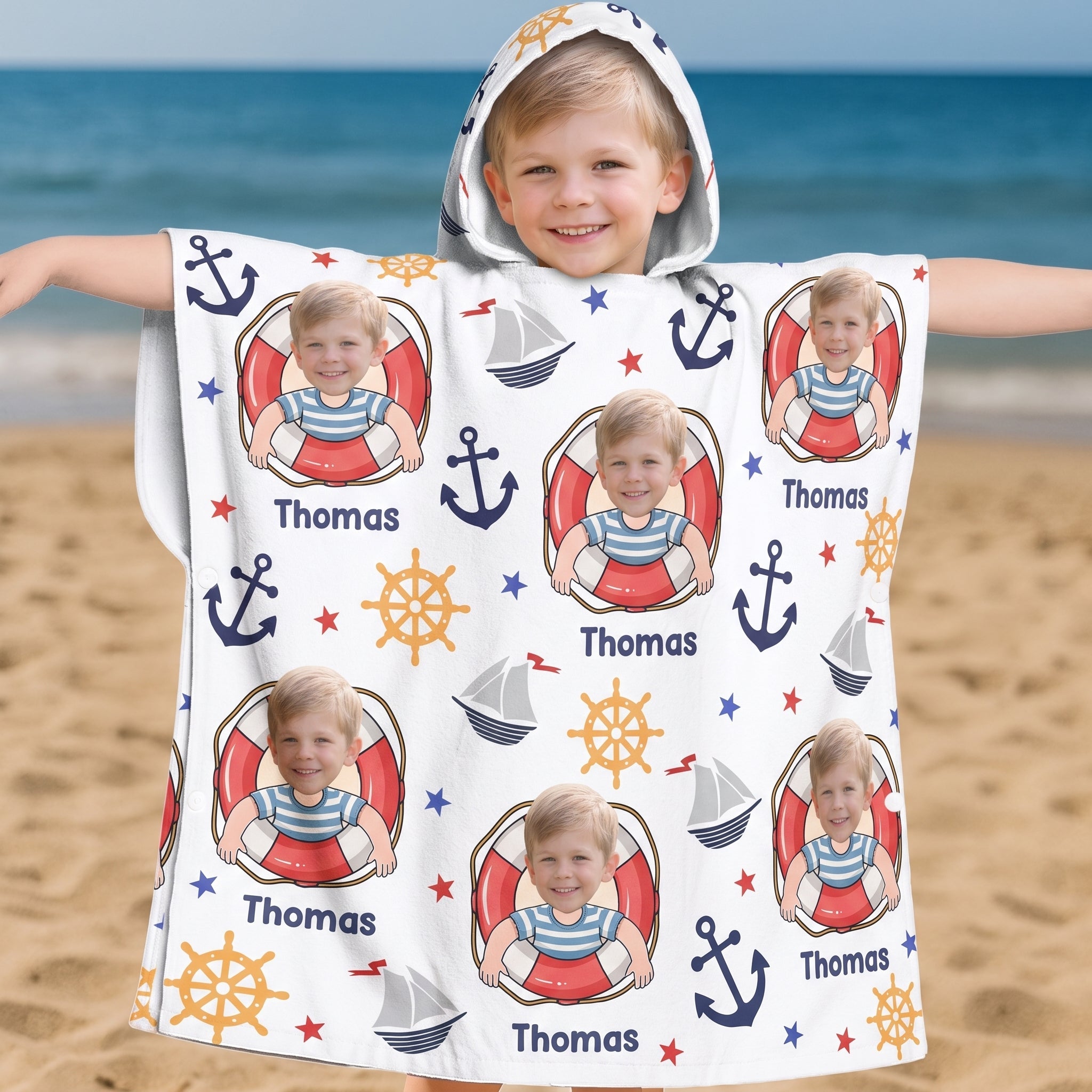 Cruise Kids Custom Name And Photo - Personalized Beach Towel