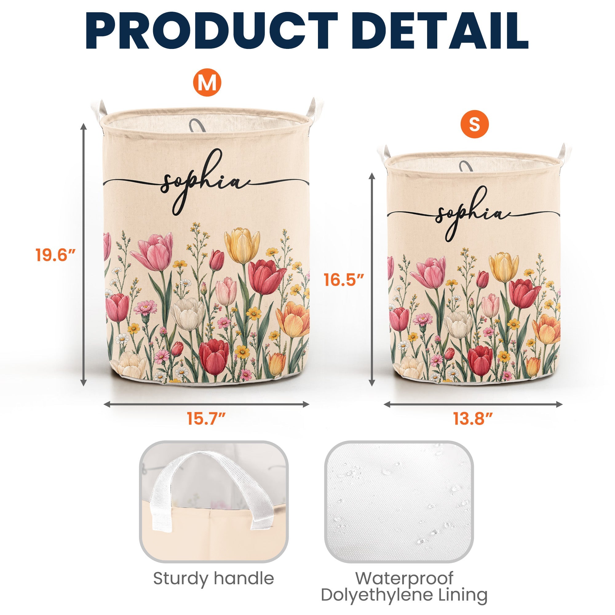 Custom Birth Flower & Name, Gifts For Her, Wife, Grandma, Daughter, Mom - Personalized Basket