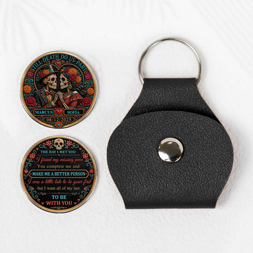 Custom Couple Photo Sugar Skull Art Anniversary Gift For Him, Her - Personalized Pocket Hug