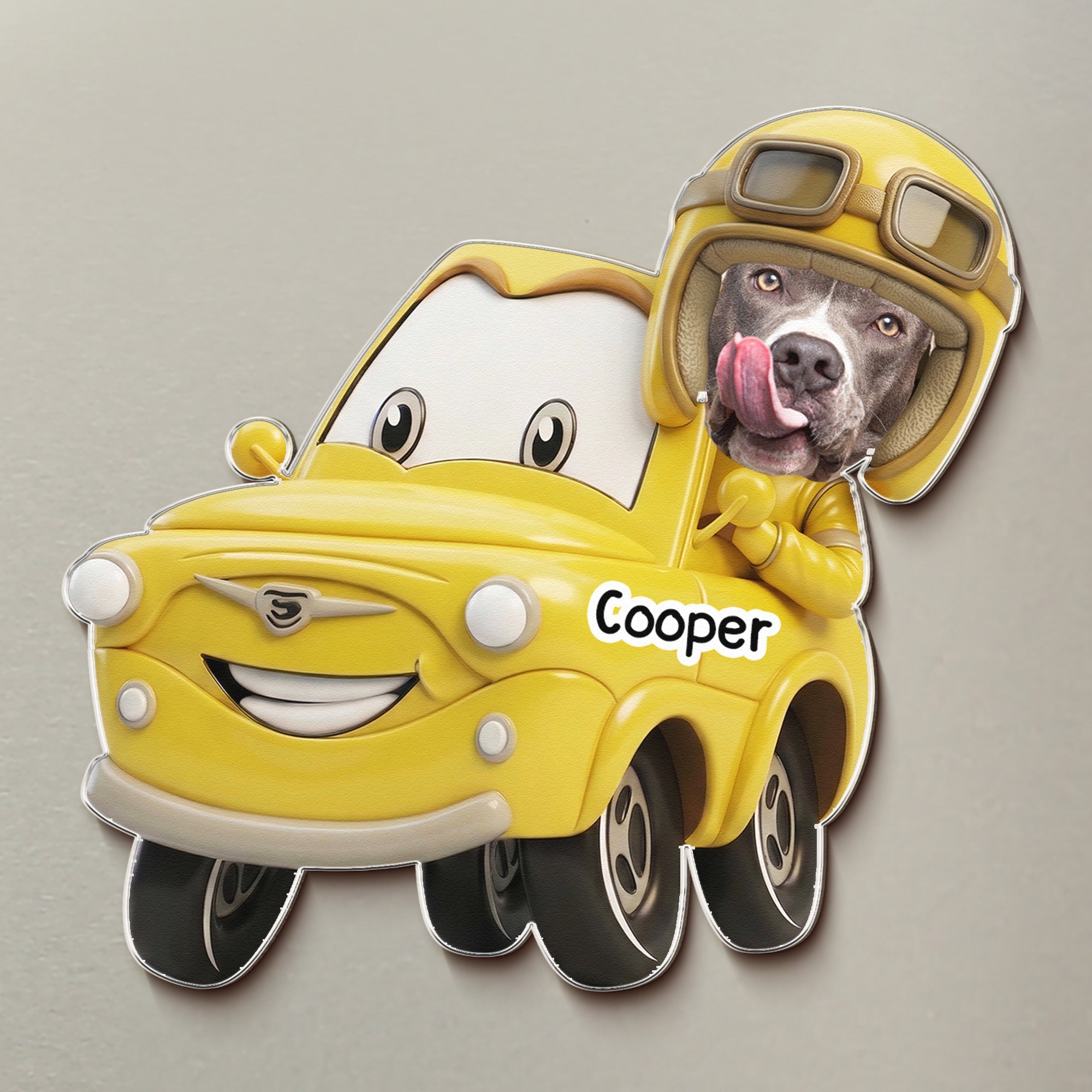 Custom Cute Kids' Face Racing Cars - Personalized Magnet