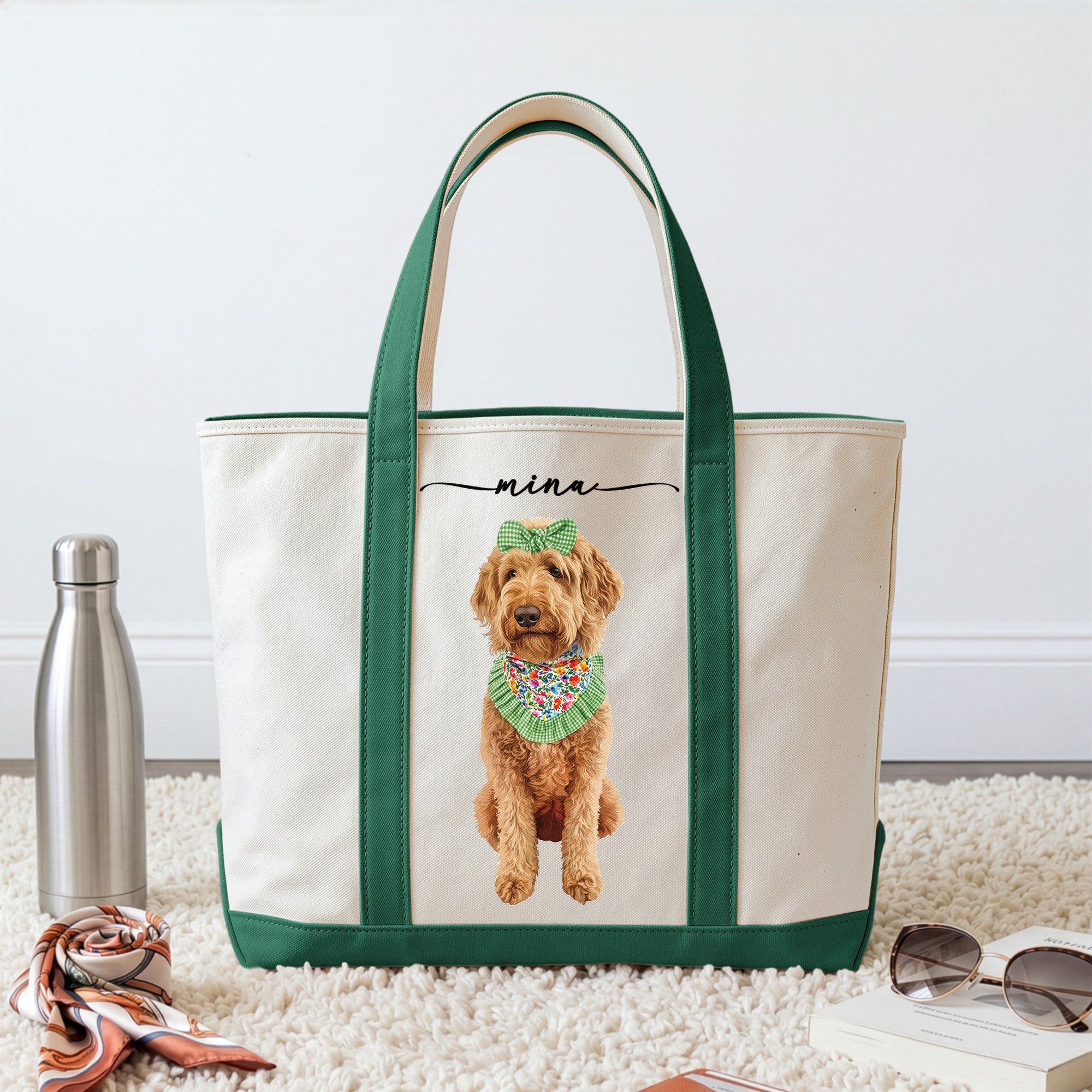 Custom Dog Cat Portrait - Turn Pet Photo Into Art - Retro Frame - Personalized Tote Bag
