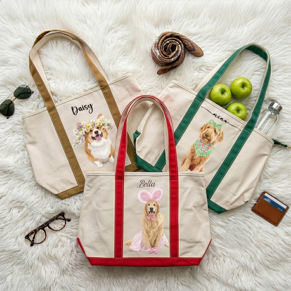 Custom Dog Cat Portrait - Turn Pet Photo Into Art - Retro Frame - Personalized Tote Bag