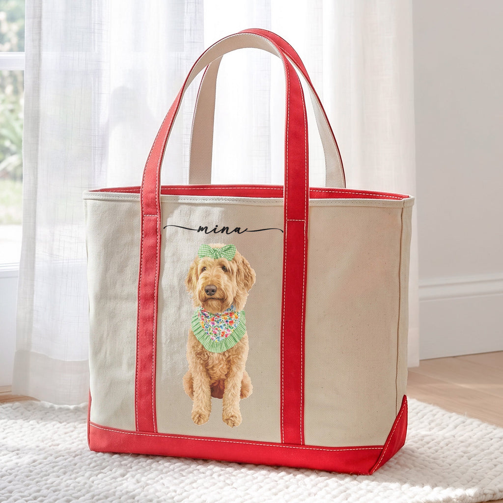 Custom Dog Cat Portrait - Turn Pet Photo Into Art - Retro Frame - Personalized Tote Bag