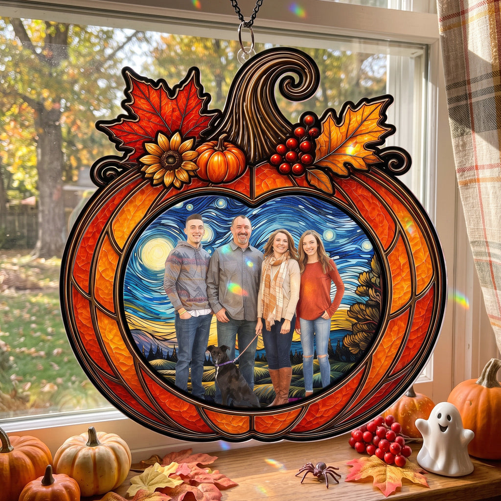 Custom Family Photo Halloween Decoration - Personalized Window Hanging Suncatcher
