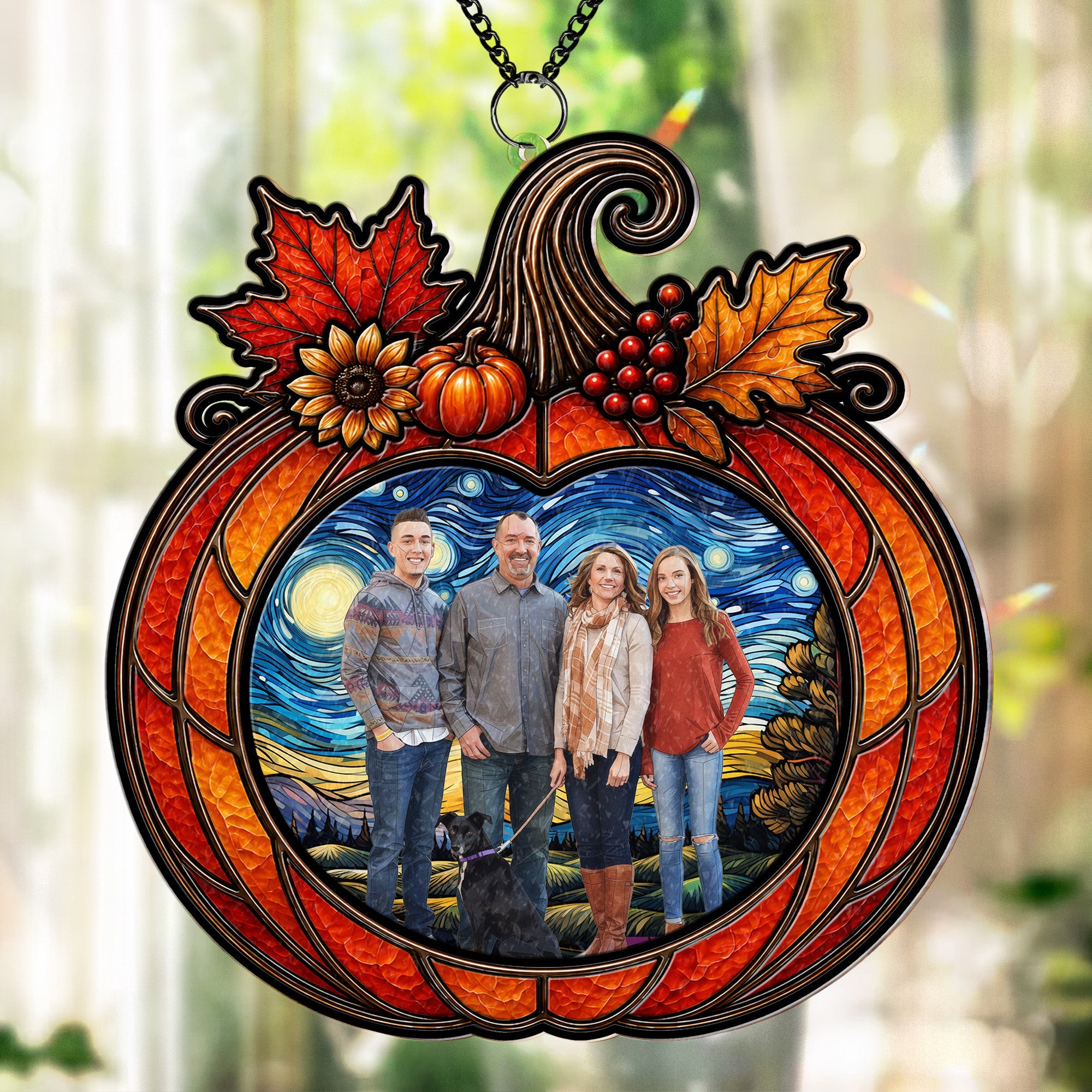 Custom Family Photo Halloween Decoration - Personalized Window Hanging Suncatcher