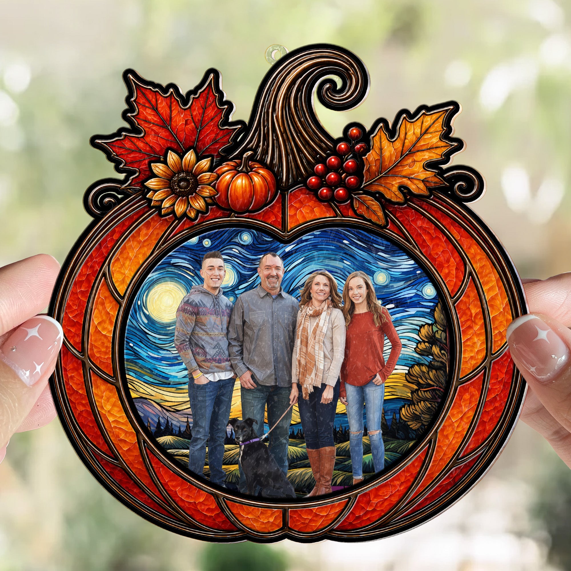 Custom Family Photo Halloween Decoration - Personalized Window Hanging Suncatcher
