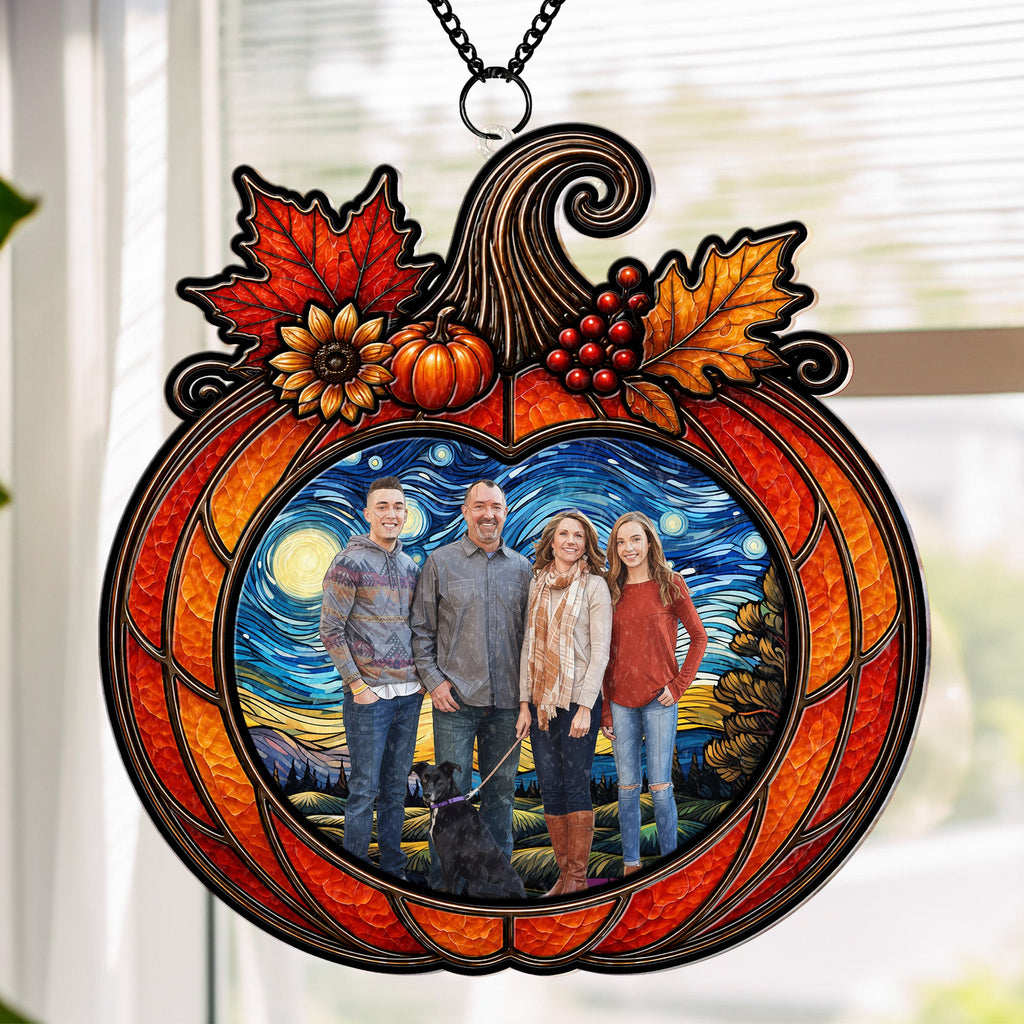 Custom Family Photo Halloween Decoration - Personalized Window Hanging Suncatcher