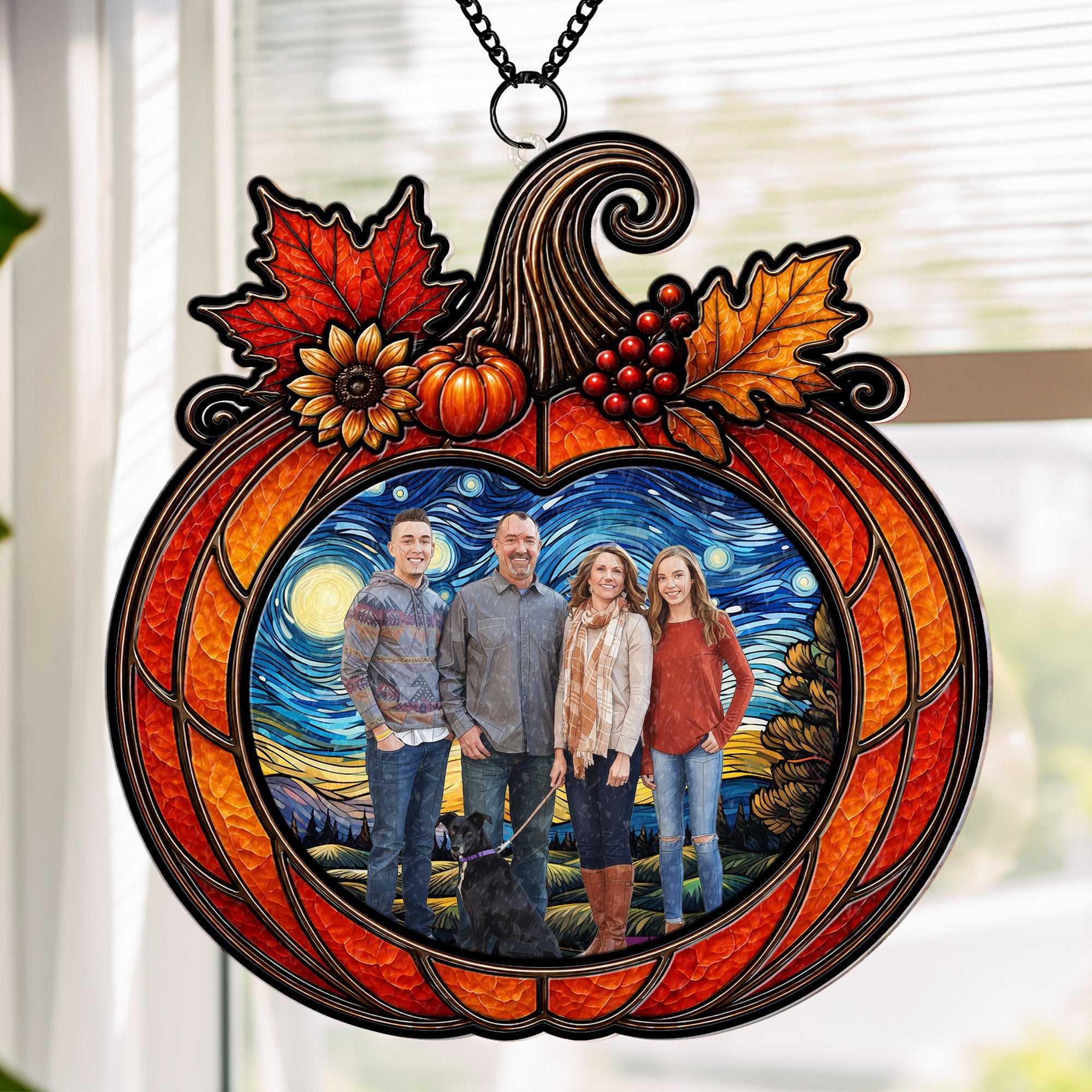 Custom Family Photo Halloween Decoration - Personalized Window Hanging Suncatcher