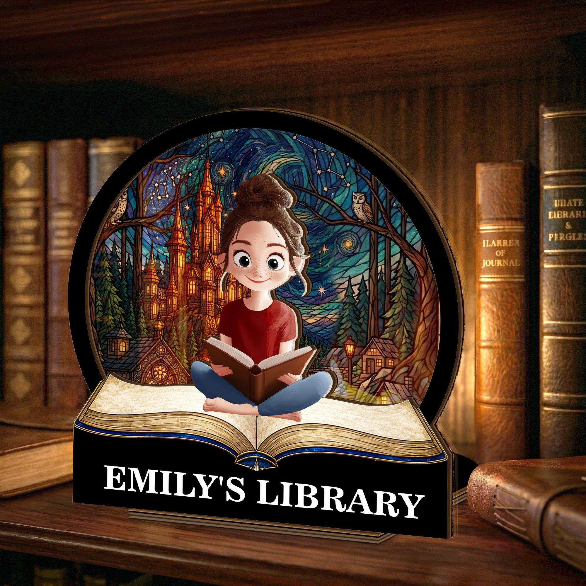 Custom Library, Book Nook For Book Worm - Personalized Wooden Plaque